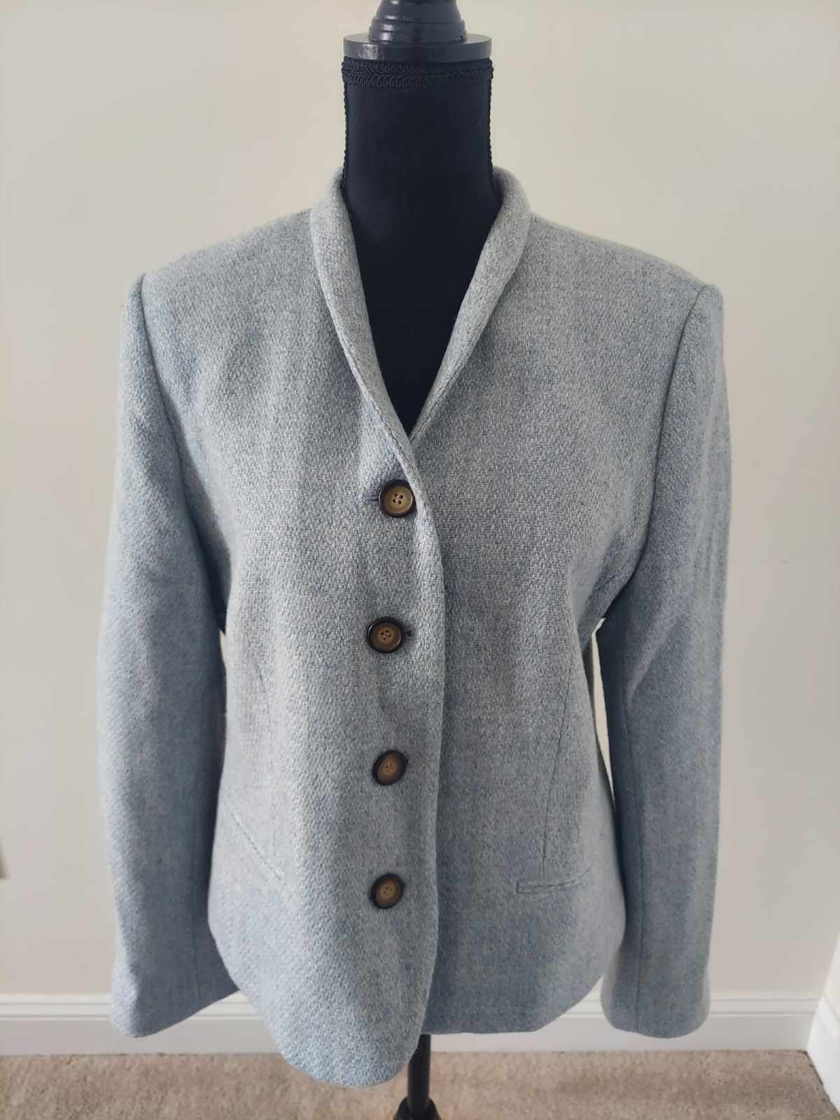 CHADWICK’S Light Blue Tweed Wool Blend Blazer Jacket | Women’s Size 14