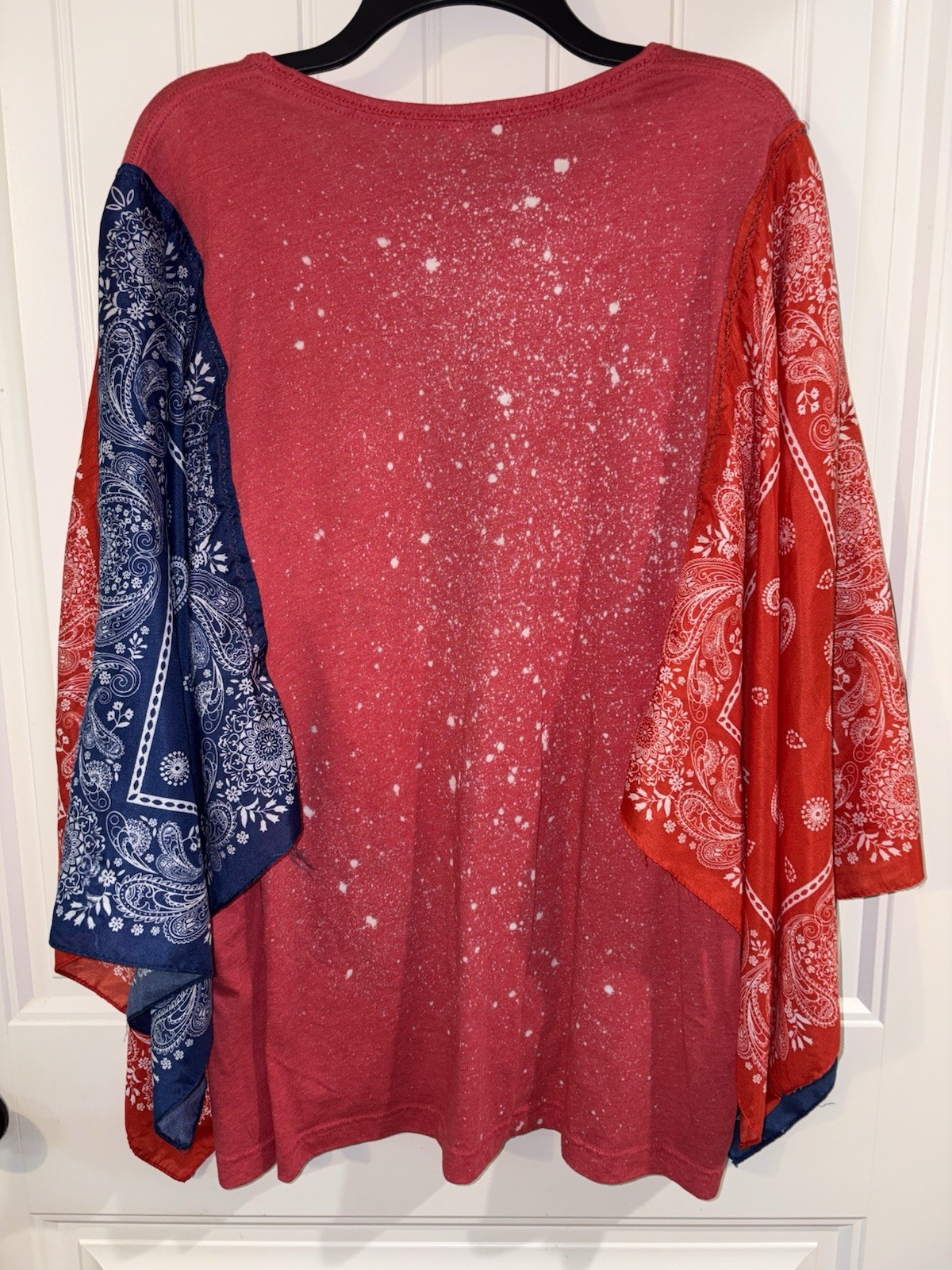 Bella+Canvas Upcycled Poncho Bandanna T-shirt Boho 4th Of July Cow Plus 2xl