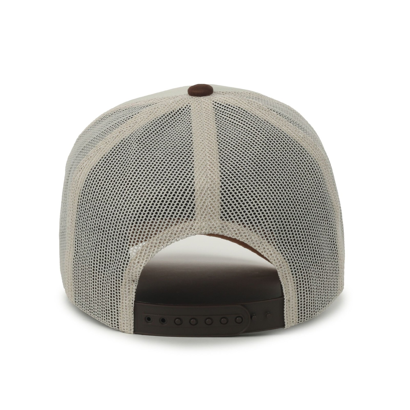 Jeep Retro White Mountain Graphic Trucker Hat Putty Pre-Curved Visor, Mesh Back