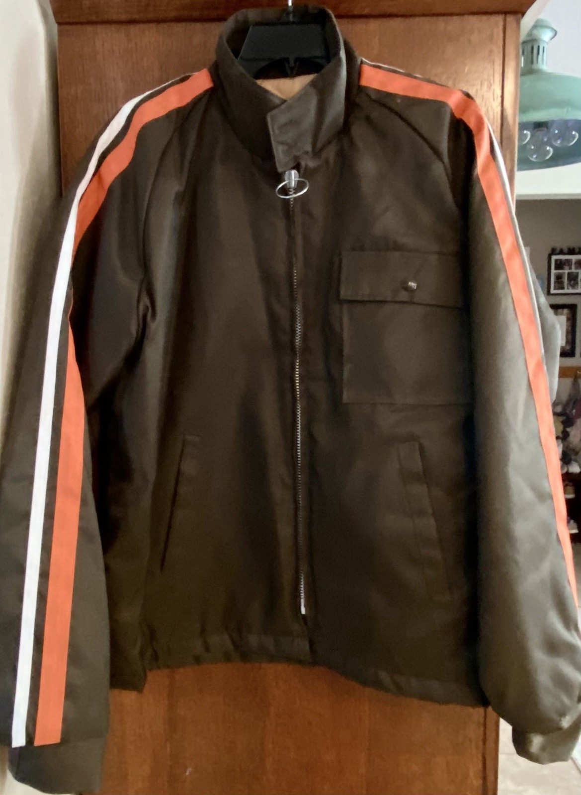 Vintage 80s U-Haul Bomber Puffer Jacket Large Swingster Button Snap Made in USA