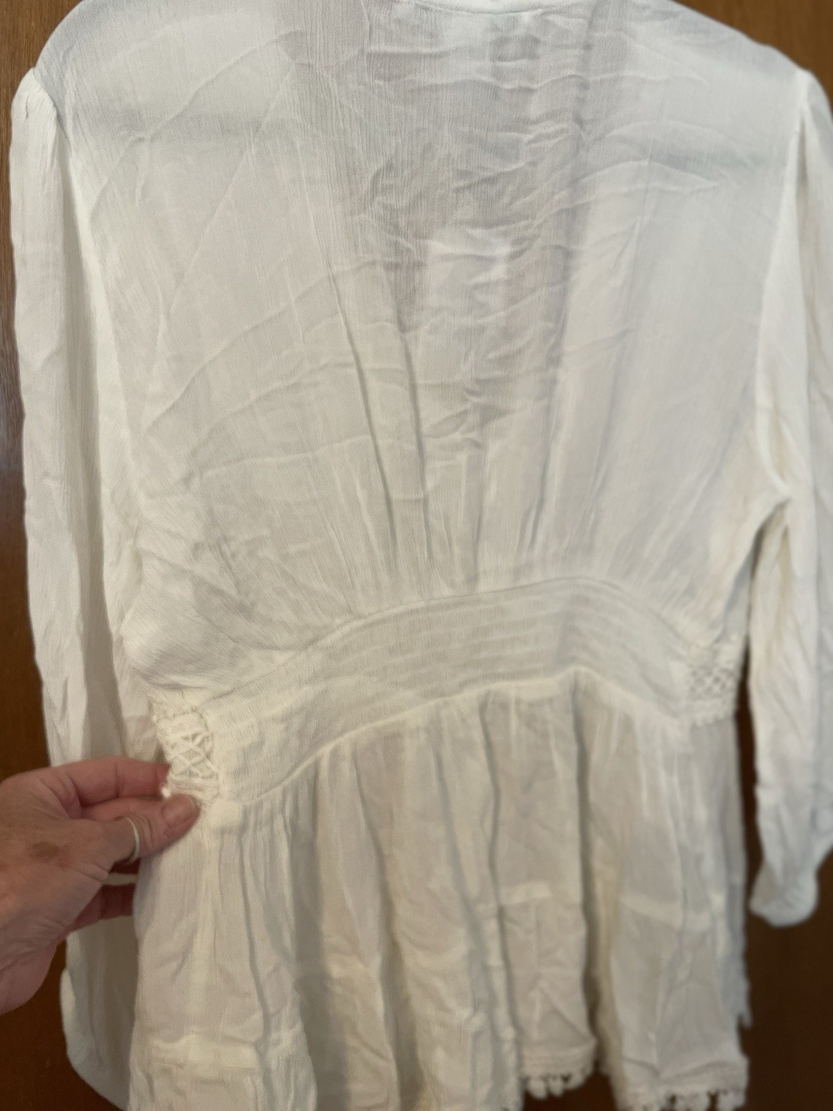 American Rag New With Tags White Boho Top Long Sleeve Lace Size L