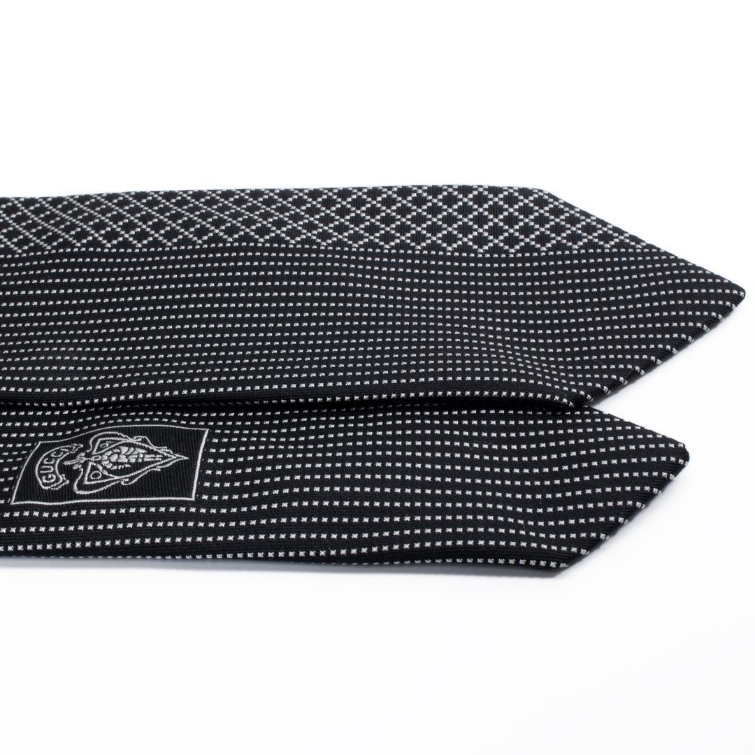 GUCCI Diamante Cleric Tie Black Silver Silk Regular 7.1cm New Unisex