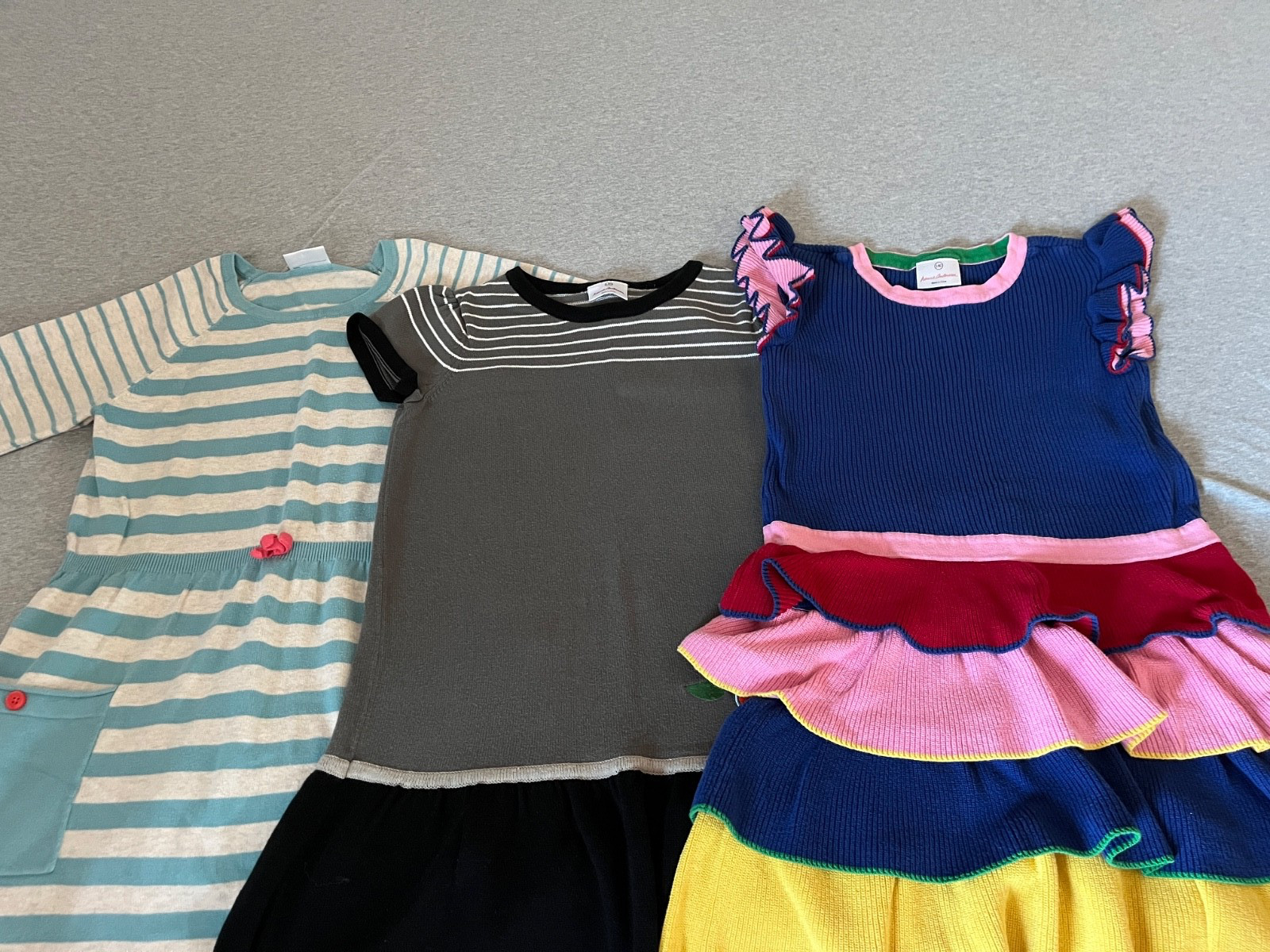 Lot 3 Hanna Andersson knit dresses, 140/150, 100% cotton