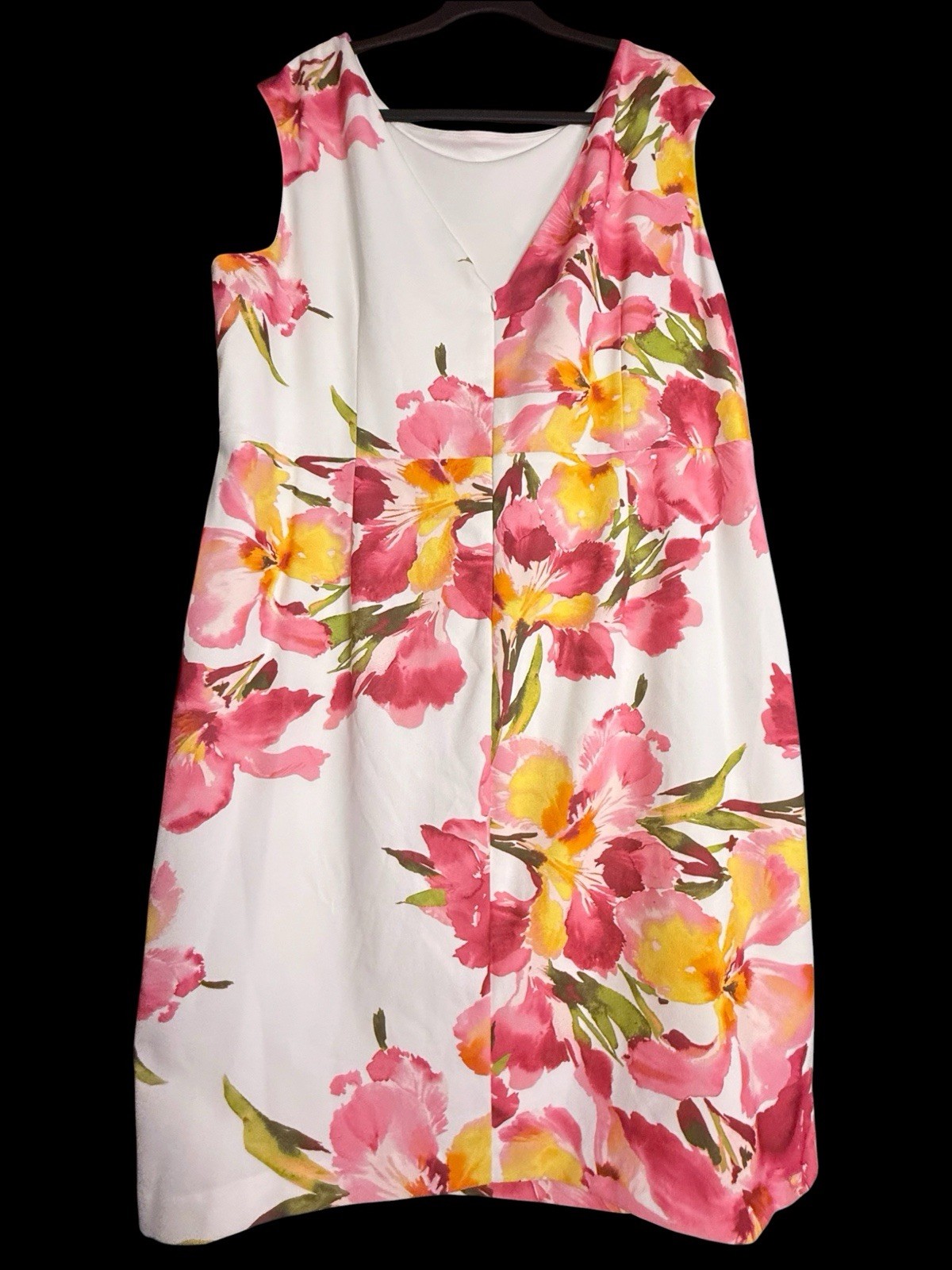 Eliza J Boat-neck Sleeveless Floral Print Sheath Dress Pink Yellow NWT Sz 22W