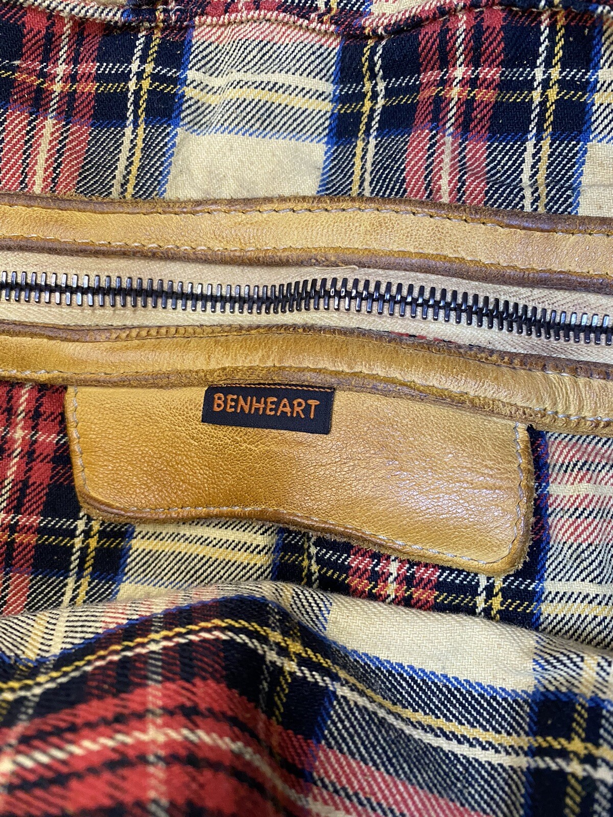 Benheart Sissi Custom Single Handle Italian Leather Purse Buffalo Plaid Lining