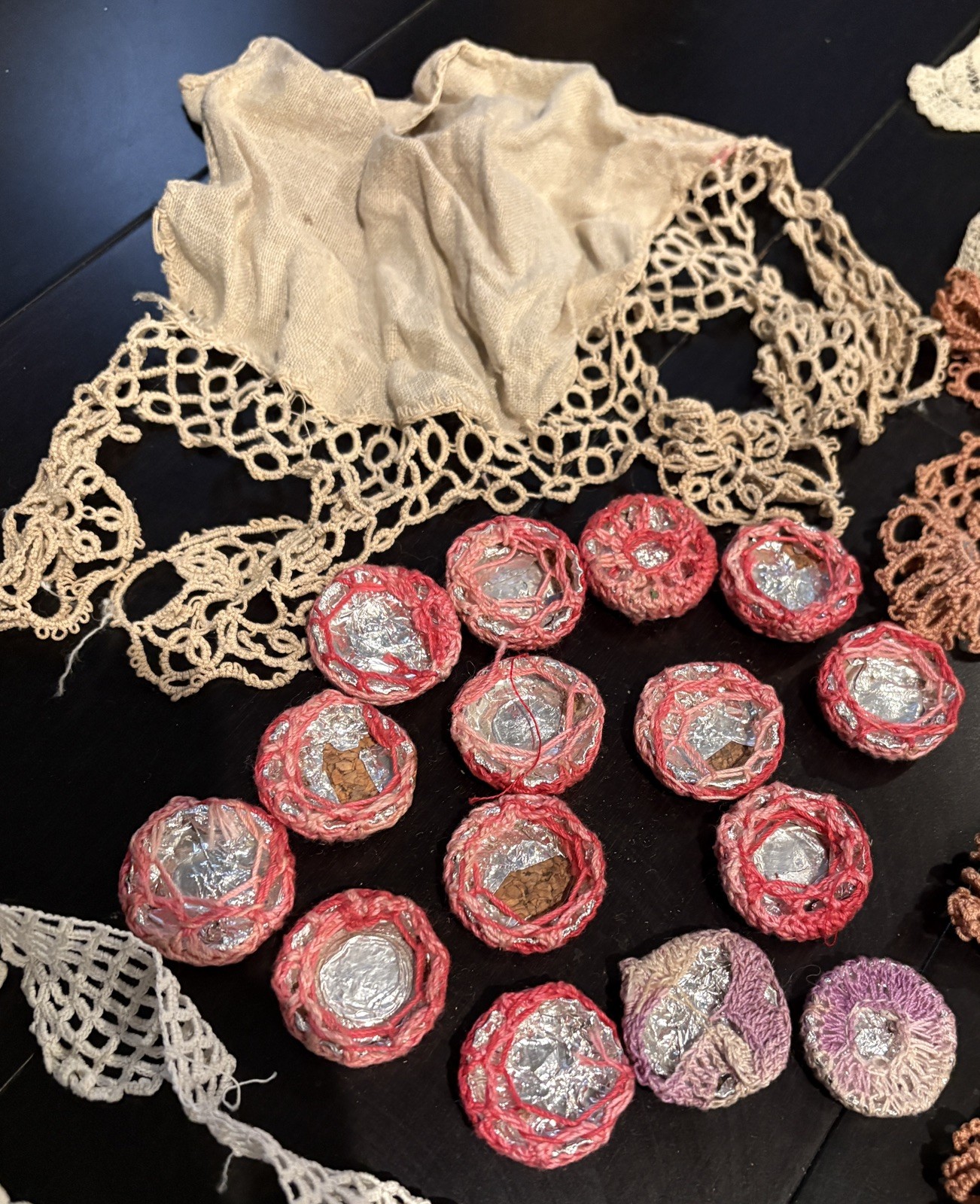 Vintage Hand Tatted Lace Trim Lot Handmade Crochet Sewing Ephemera Estate