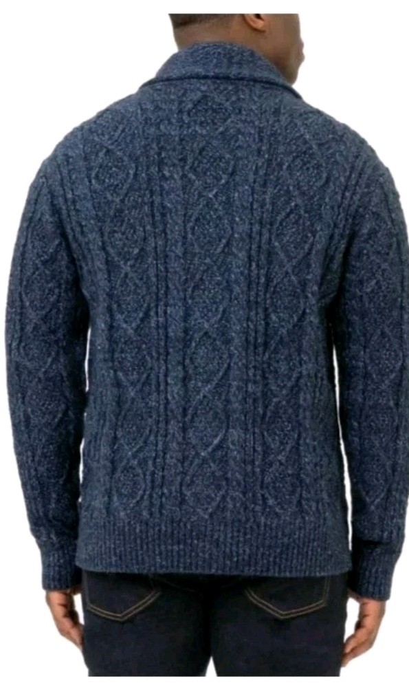 Blanknyc Men’s Heathered Collared Button Closure Cardigan, Navy, Size M