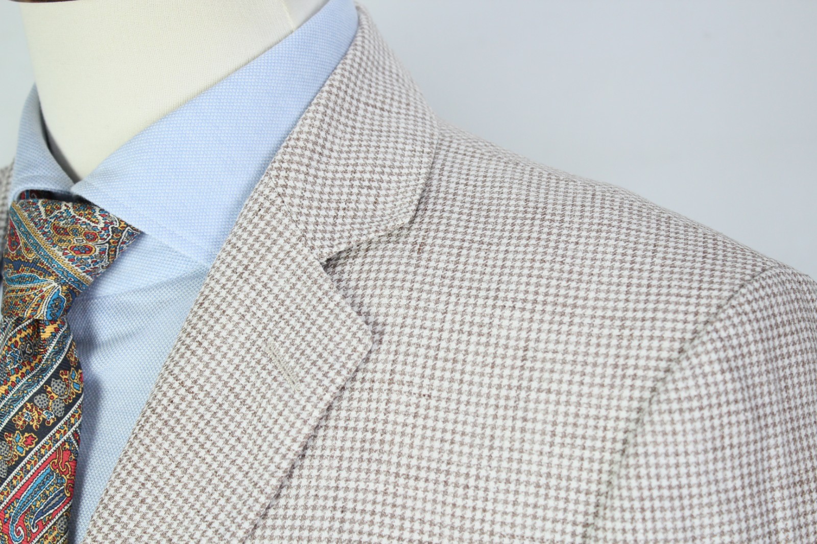 BOGGI Brown & White Dogtooth PURE LINEN HL Sport Coat Blazer Jacket 52IT 42US/UK