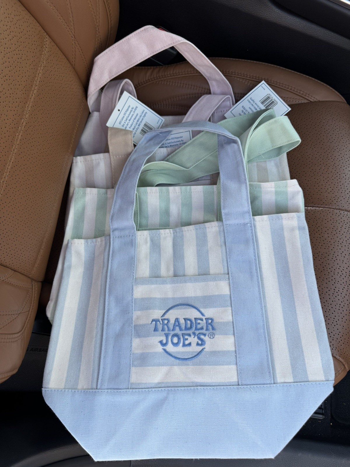 Trader Joe’s Mini Pastel Striped Canvas Tote Bag Limited Edition- Set Of 4!!!!