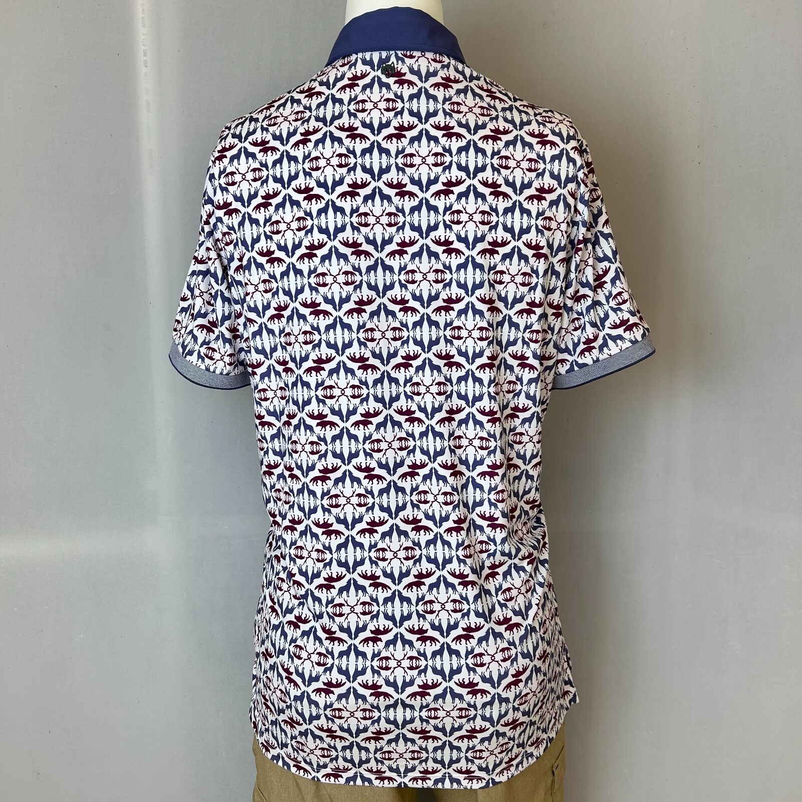 Greyson Golf Polo Mens Medium 2XL White Performance Shirt Wolf Labyrinth