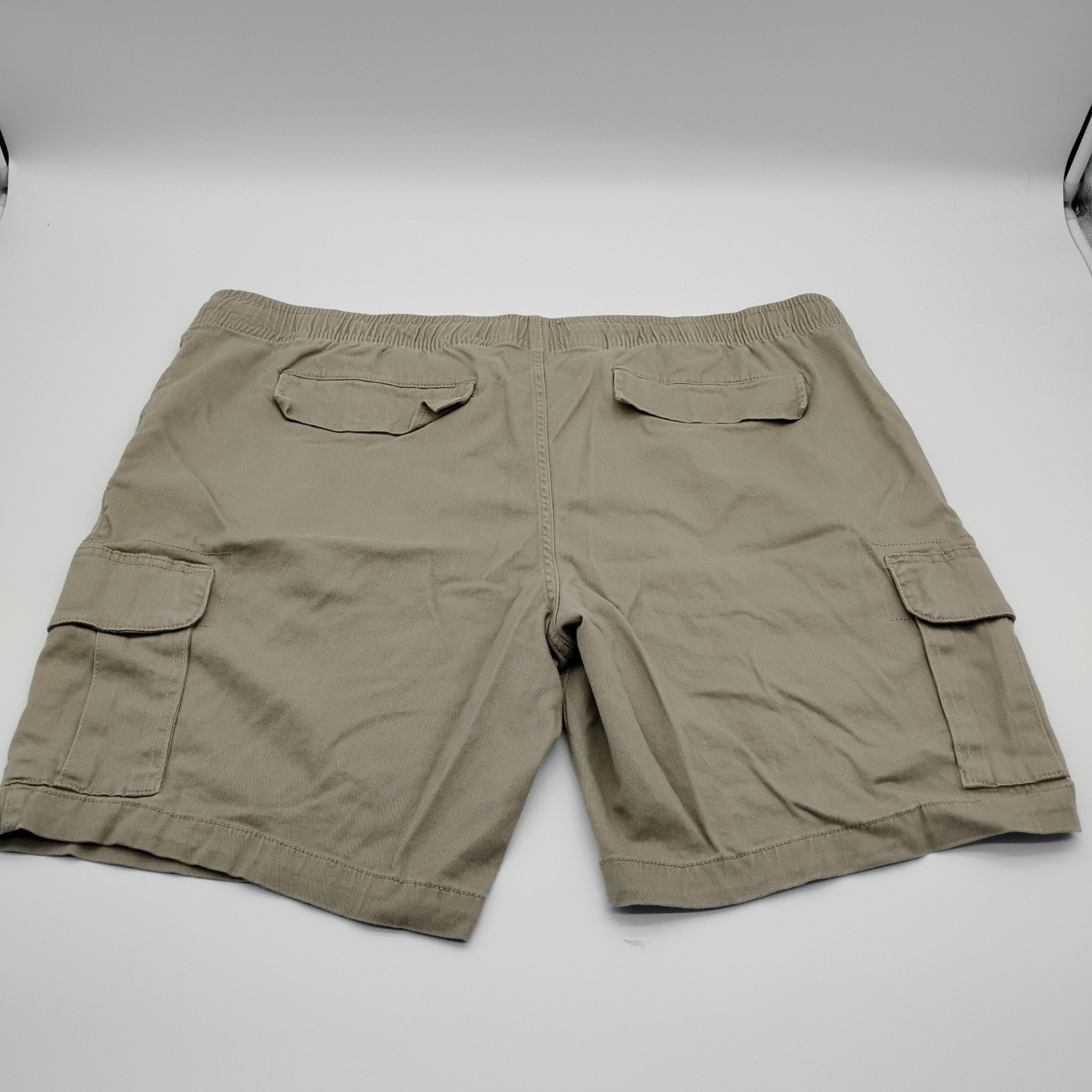 George Mens Cargo Shorts Khaki Tan Elastic Waist Drawstring 2XL 44-46