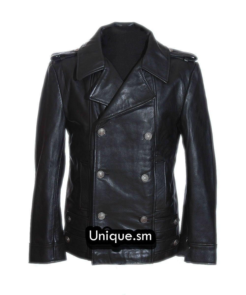 Men’s German Black Naval Military Analine Cowhide Real Leather Jacket/Coat