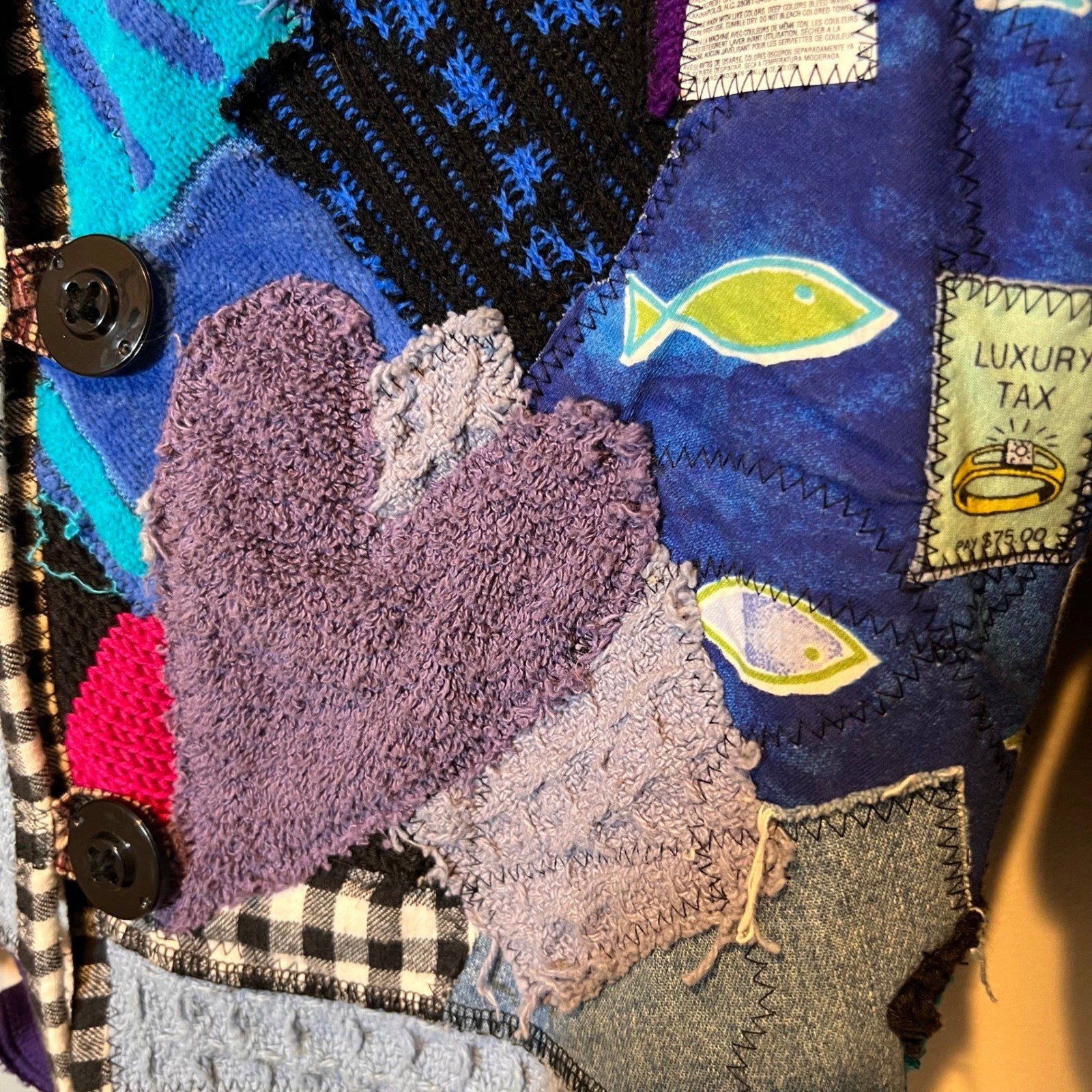 Patchwork Art To Wear Jacket Unique Colorful (LG) Handmade One Of A Kind Coat