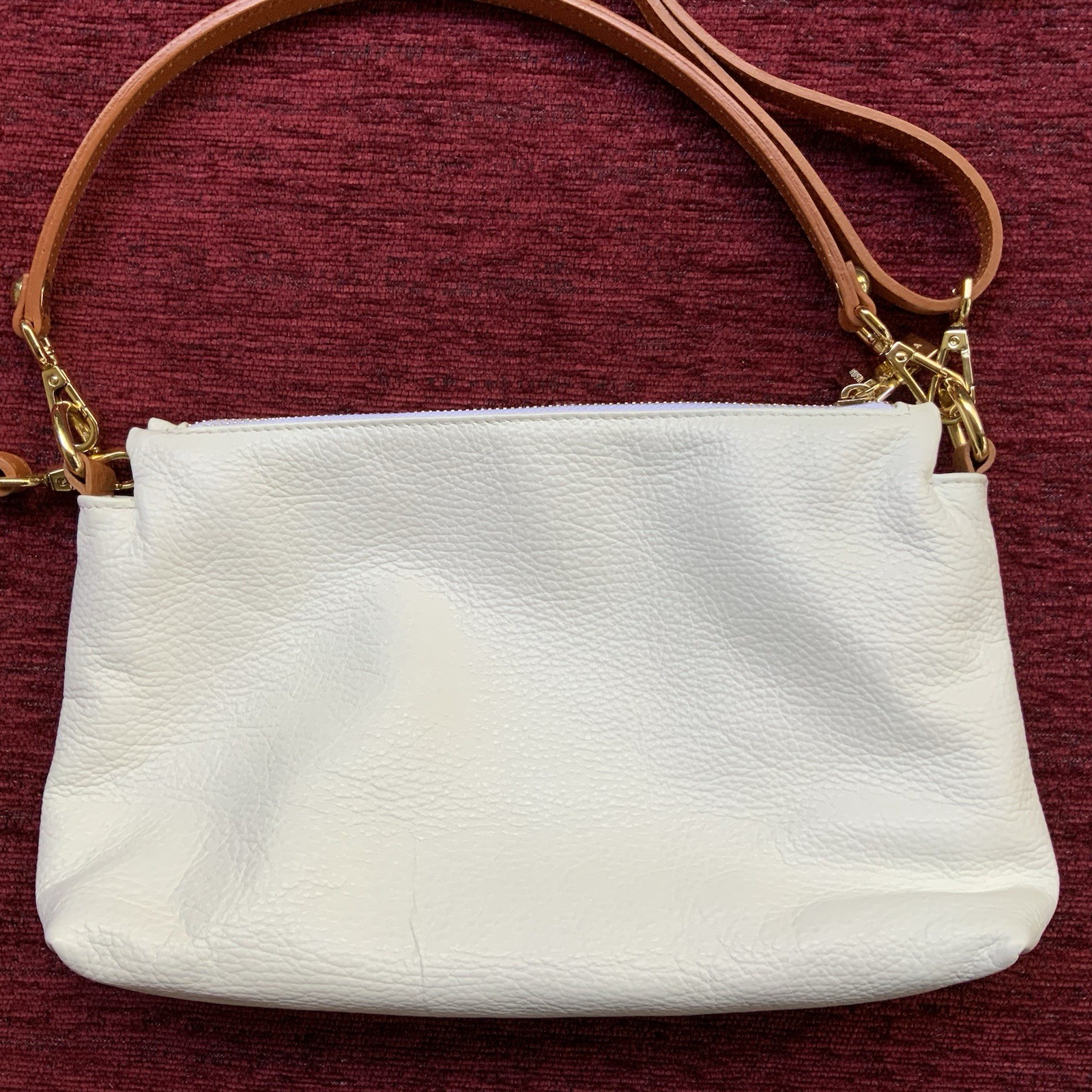 New Valentina Hand Painted Leather Crossbody Bag Floral Ivory Brown Italy