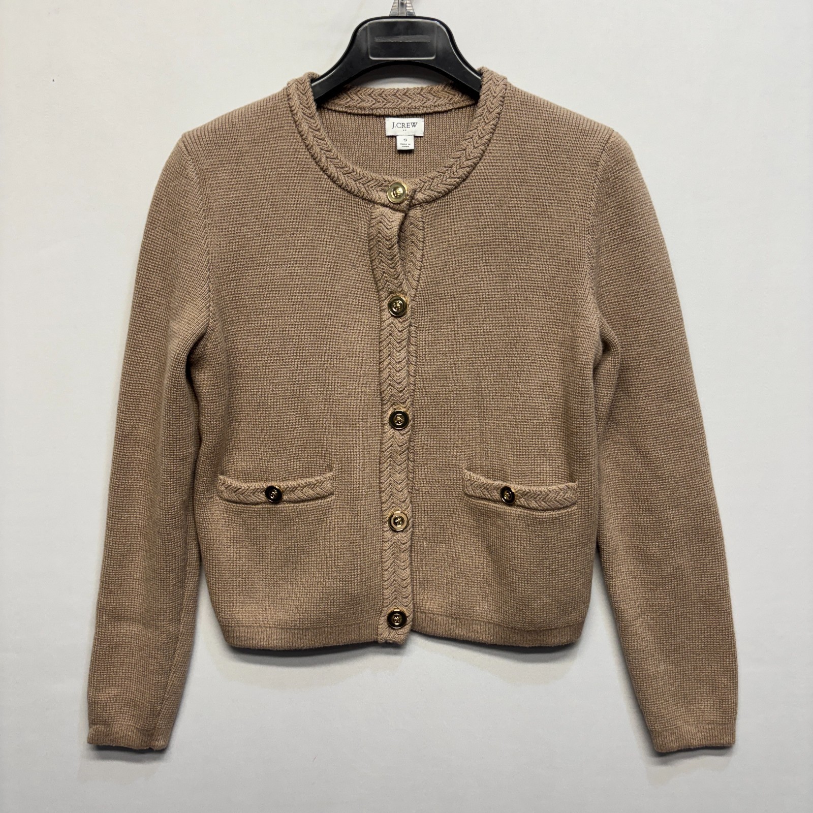 J Crew Women 100% Cotton Knit Cardigan Sweater Size Small Brown SP24 C117 -22