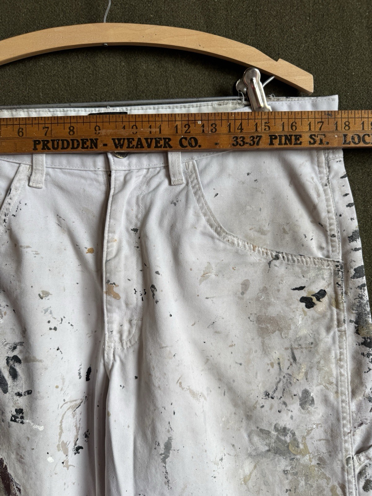 Wrangler Carpenter Distressed Paint Splatter Thrashed Painters Pants 36 x 32