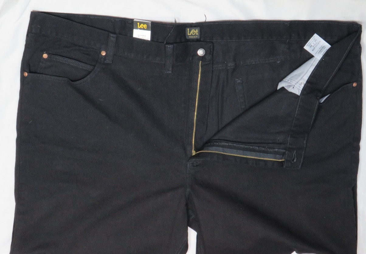 LEE MEN DOUBLE BLACK JEAN 58X29 REGULAR FIT STRAIGHT 100% COTTON DENIM NEW NWT