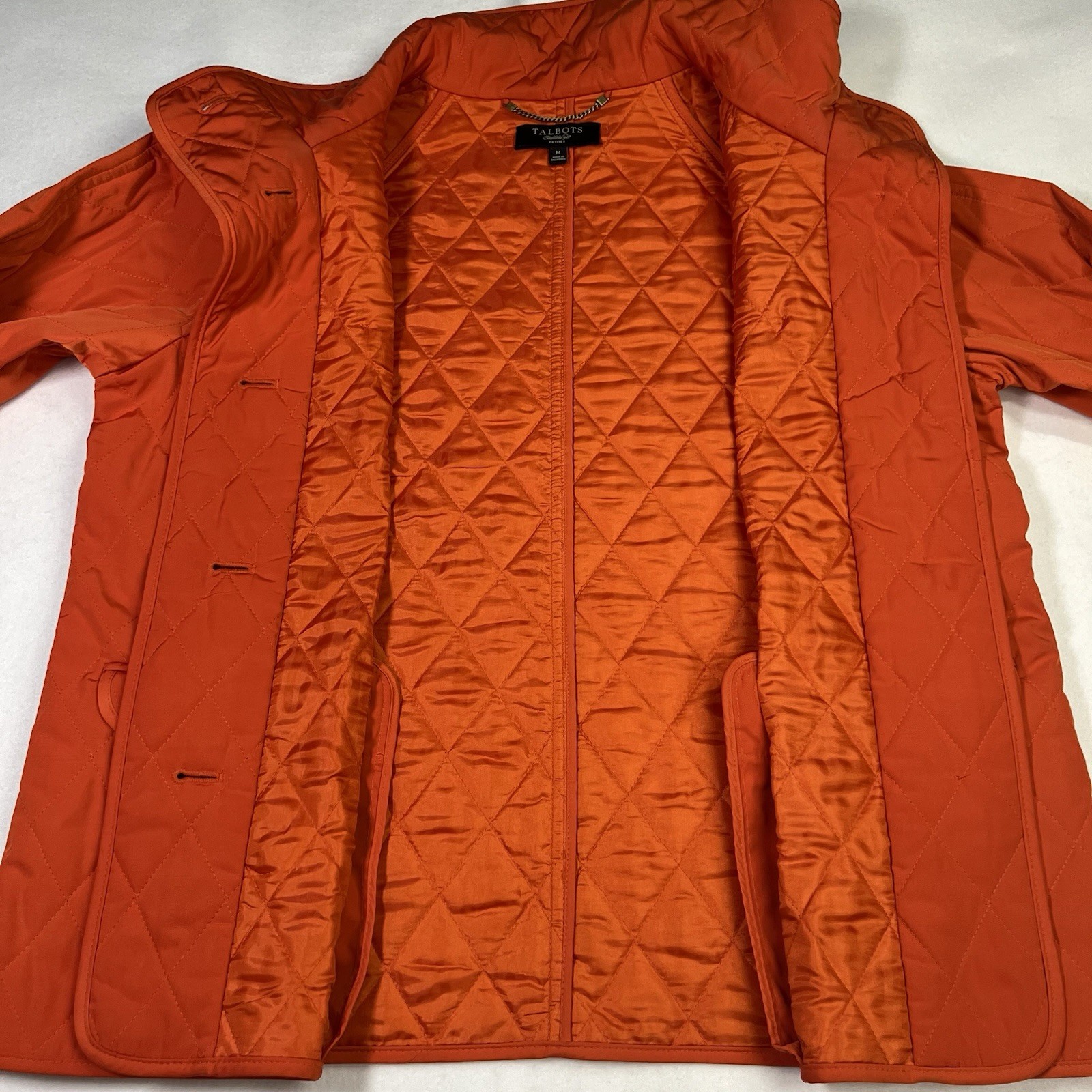 Talbots Orange Quilted Button Front Short Jacket Women’s Size Medium