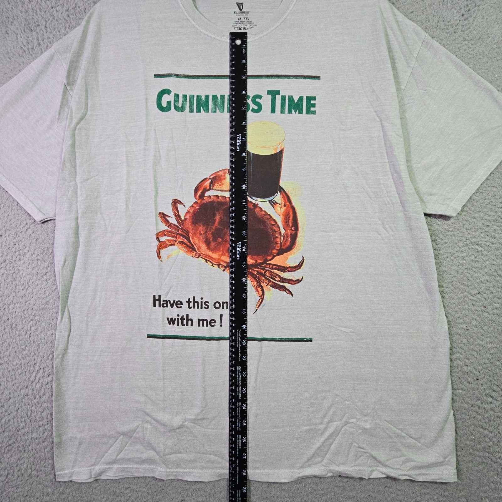 GUINNESS IRISH BEER SHIRT MENS XL Gray IRELAND Distressed Crab Brew CASUAL NWT