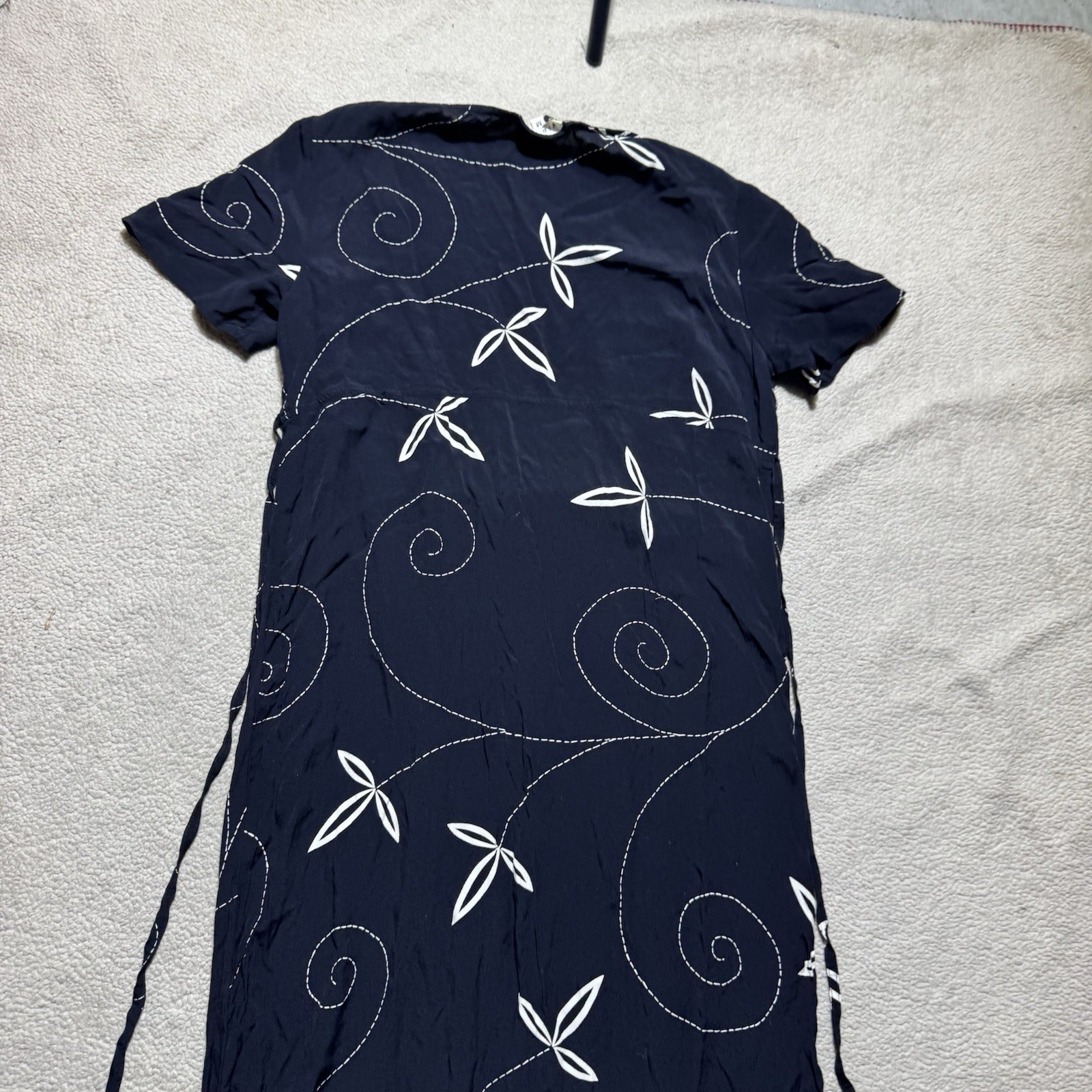 David Dart Dress Womens Medium Collection Faux Wrap Short Sleeve Floral Straight