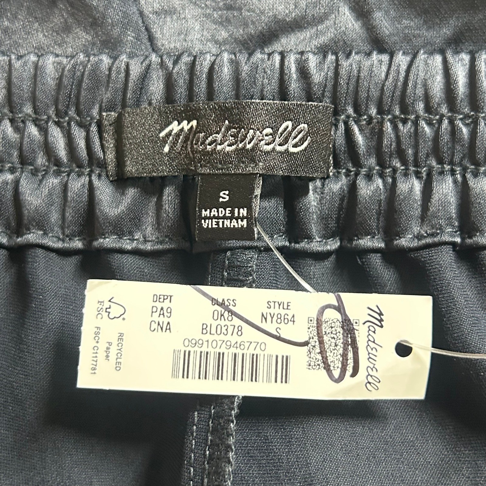 Madewell Womens Navy Blue Pull On Side Stripe Track Pant in Satin S Small New