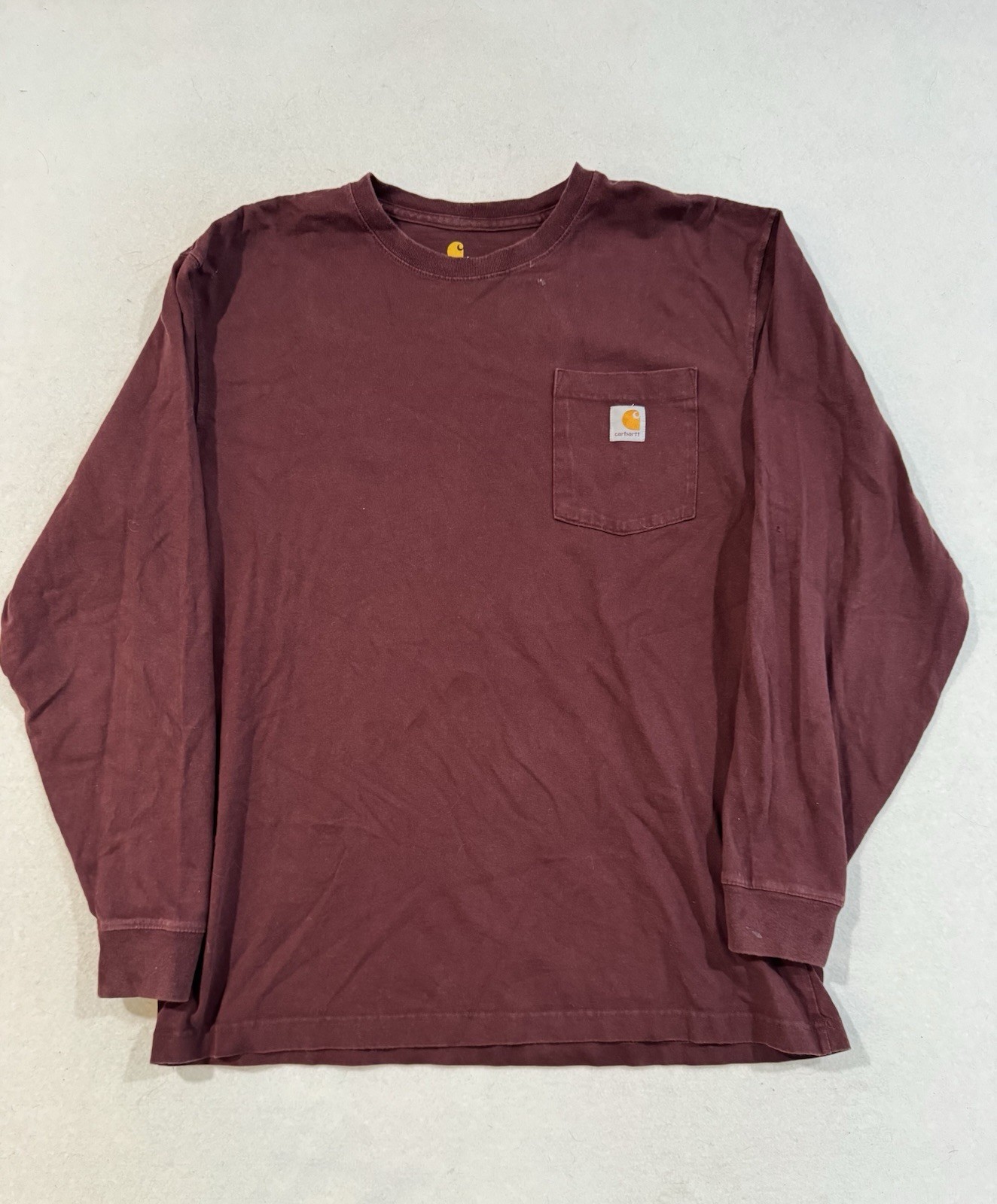 Carhartt Original Fit T Shirt Mens Size L Maroon Long Sleeve