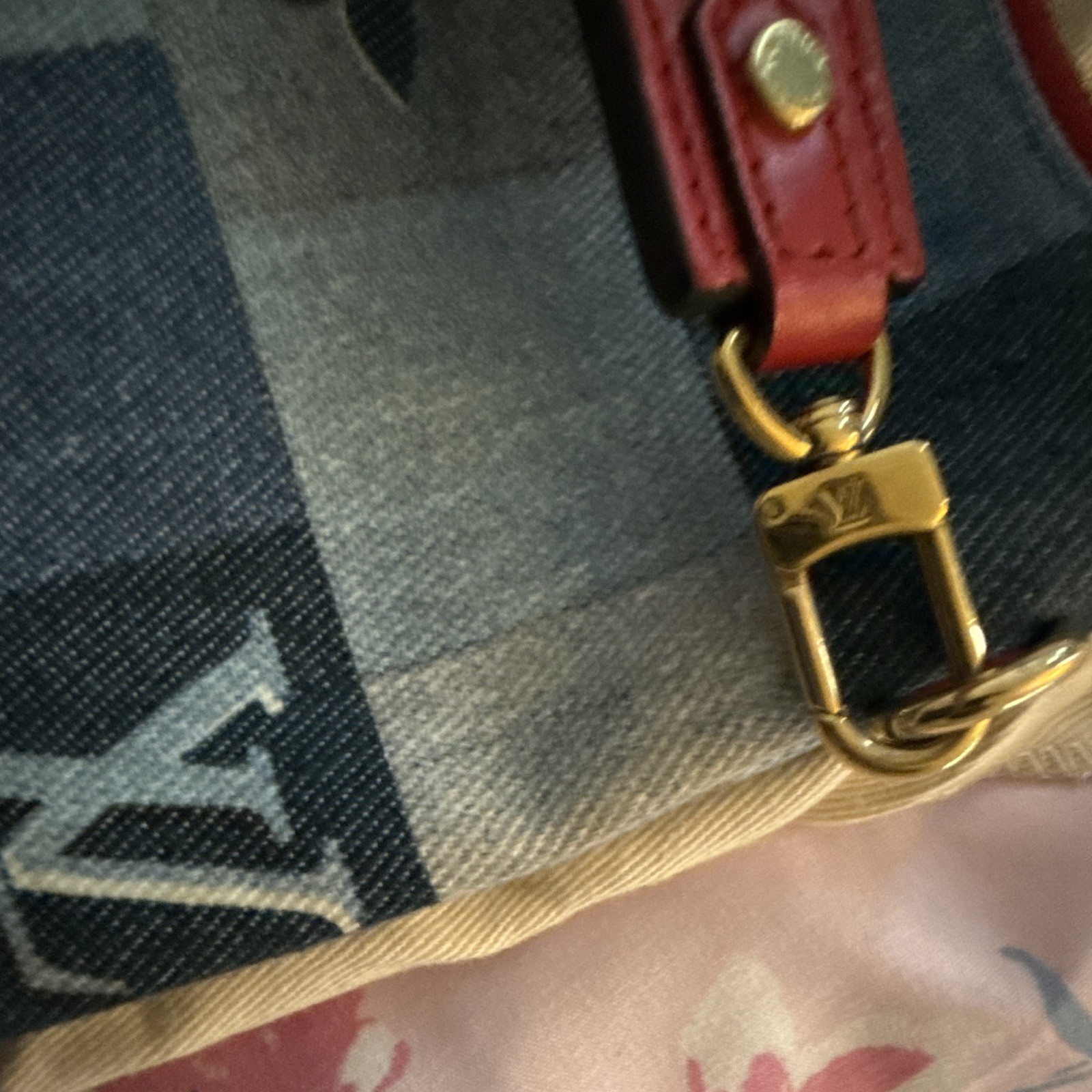 Louis Vuitton Blue Monogram Zip Wristlet Pouch w/ Wrist Strap & Dust Bag