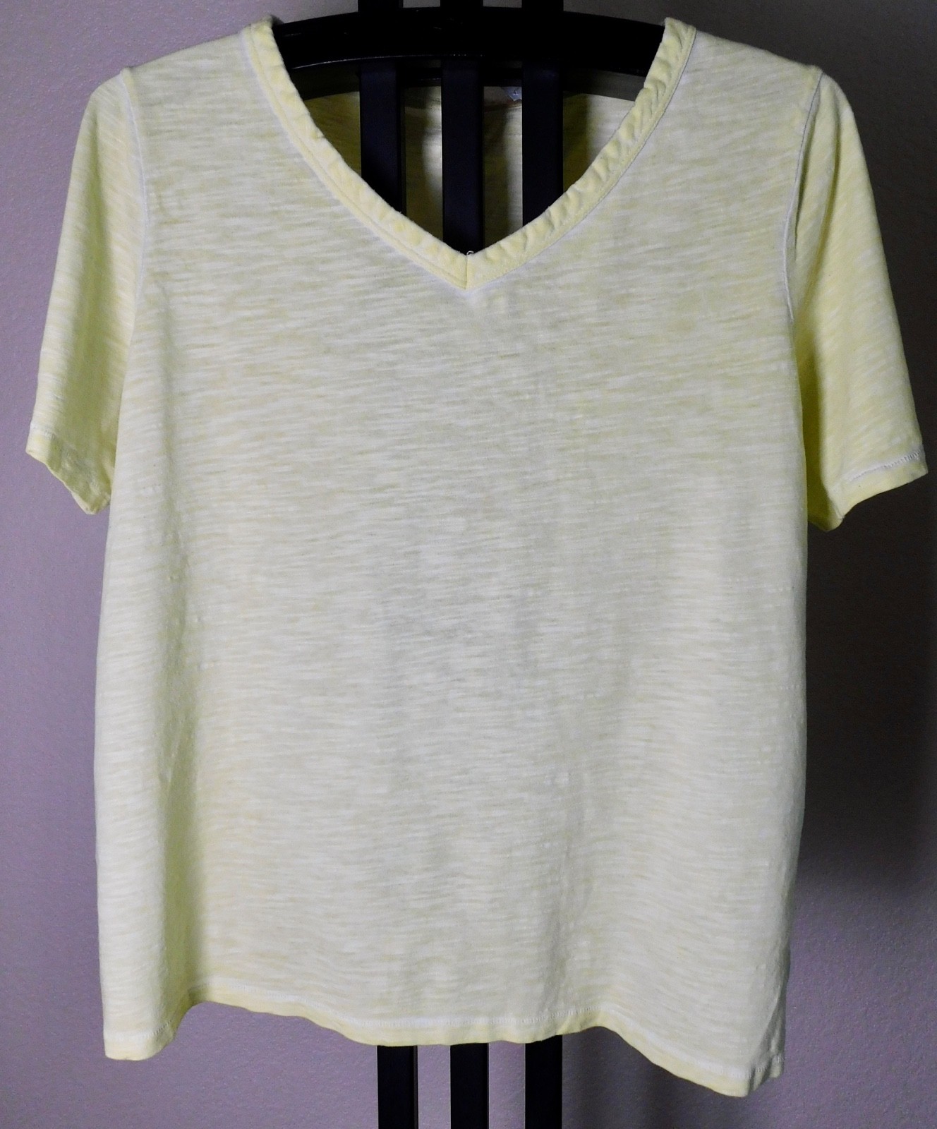 Chico’s Ultimates Women’s Pastel Yellow V-Neck Tee Size 3 XL Cotton Modal Top