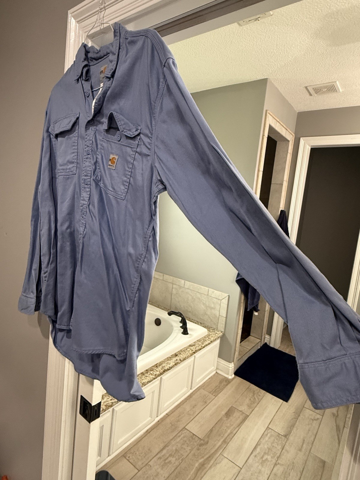 Carhartt FR Cat 2 NFPA 2112 Lightweight Blue Long Sleeve Shirt Men’s Large Reg
