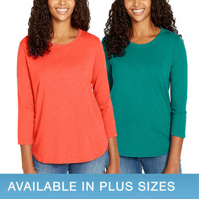 Kirkland Signature Top 100% Cotton Slub Tee -8 COLOR Choices NEW SZ XS-3X
