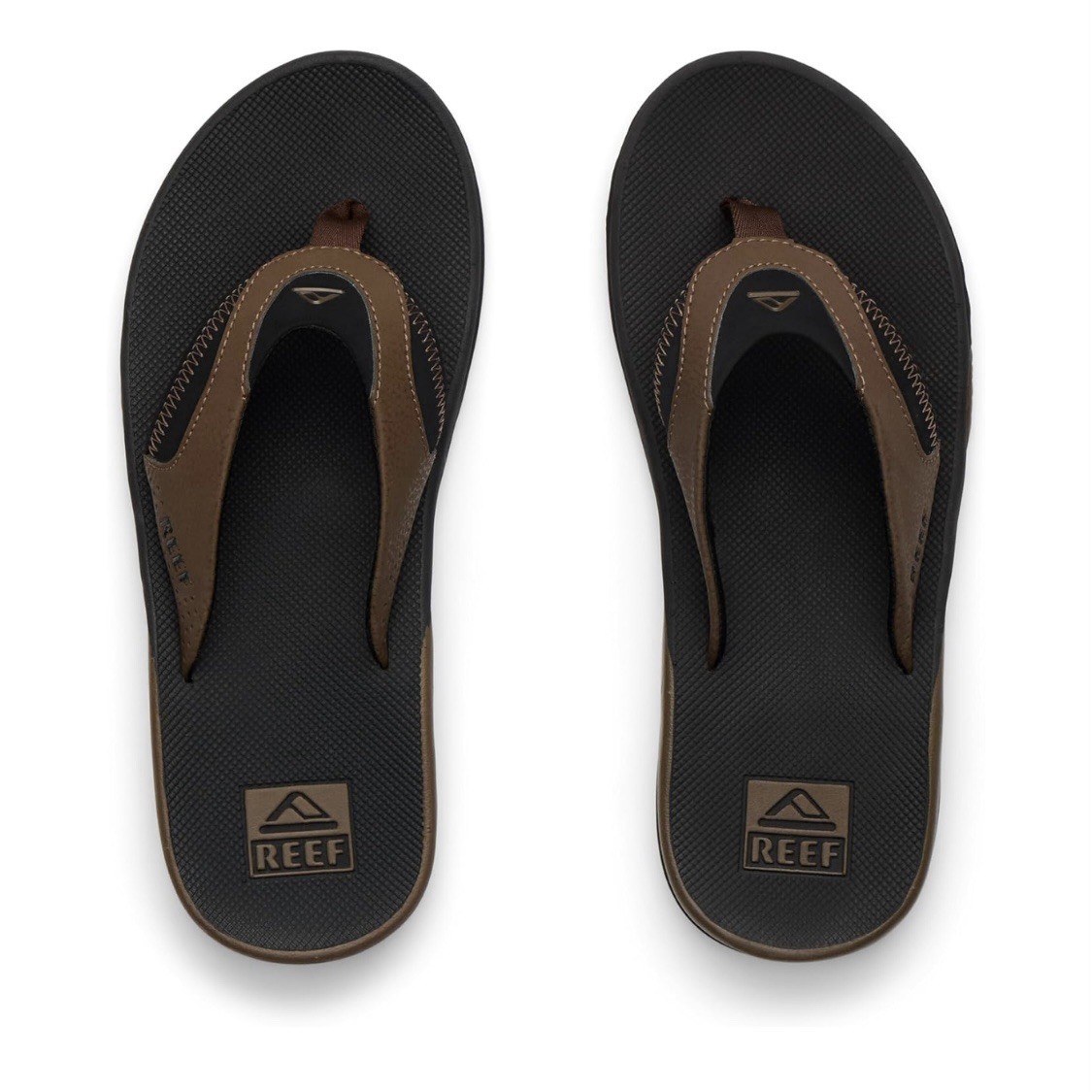 REEF Fanning Flip-Flop Sandals & Sole Bottle Opener Black/Tan Men’s Size 8 NEW