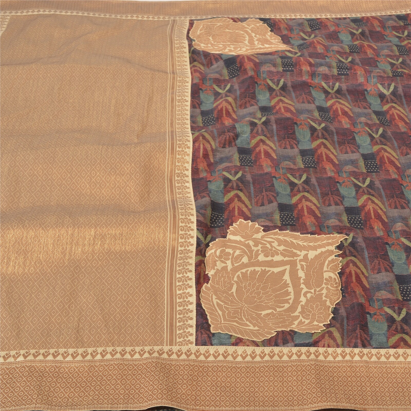 Sanskriti Vintage Indian Sari Art Silk Woven Printed Premium Sarees Craft Fabric