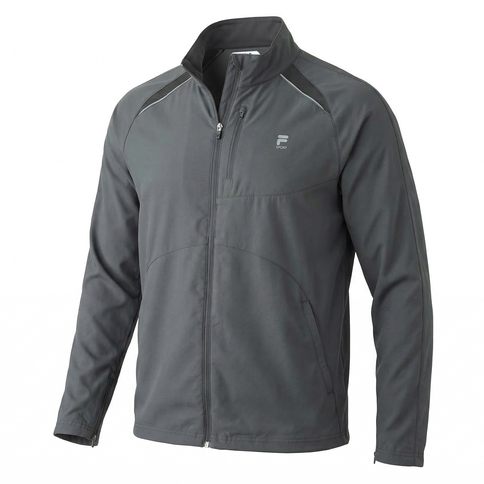New Men’s Fila Sport Lightweight Moisture-Wicking Performance Track Jacket Gray
