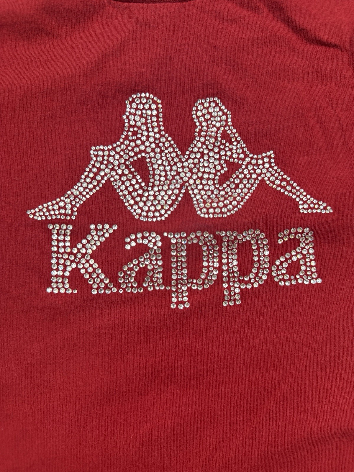 Kappa Sharia Tee Women’s Red Rhinestone Logo T Shirt Size Large Short sleeve