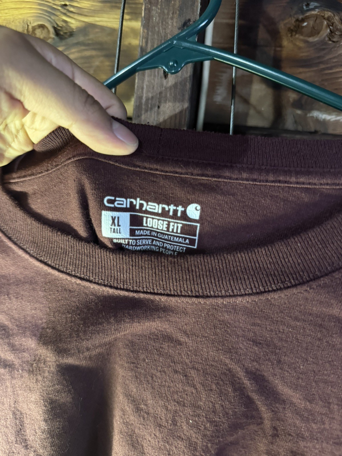 Carhartt Men’s Workwear Pocket T-shirt Sz XL Tall Burgundy Long Sleeve Loose Fit