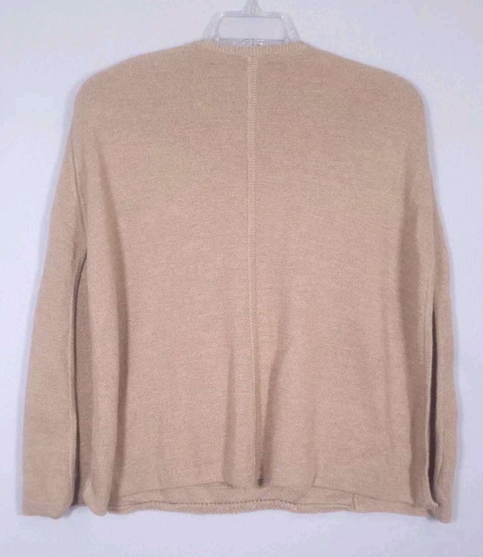 W BY WORTH Wool Poncho Womens XP Taupe Brown 100% Wool Boho Oversized Pockets