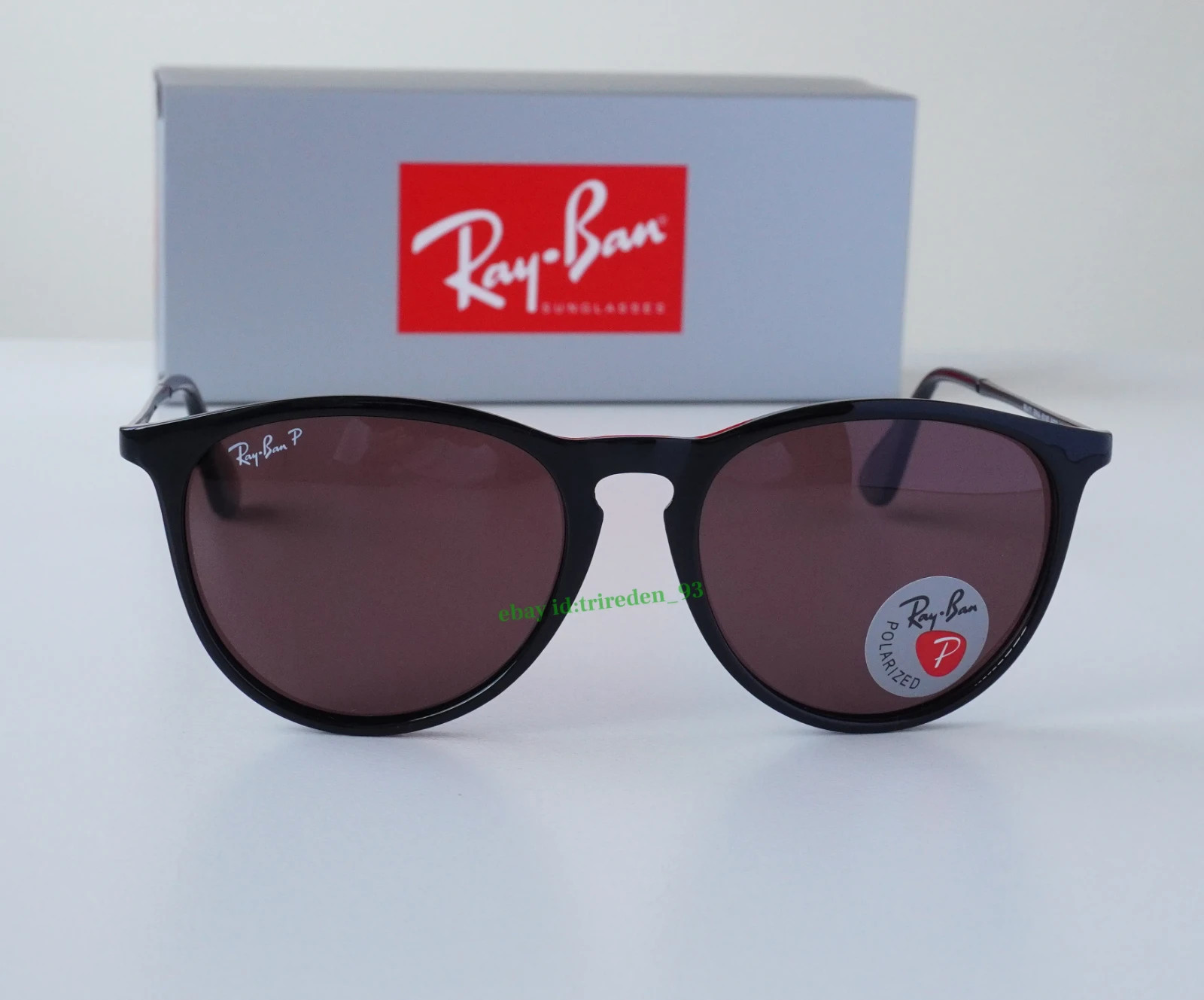 Ray-Ban Erika RB4171 601/5Q Polarized Sunglasses Lens Purple / Black Frames 54MM