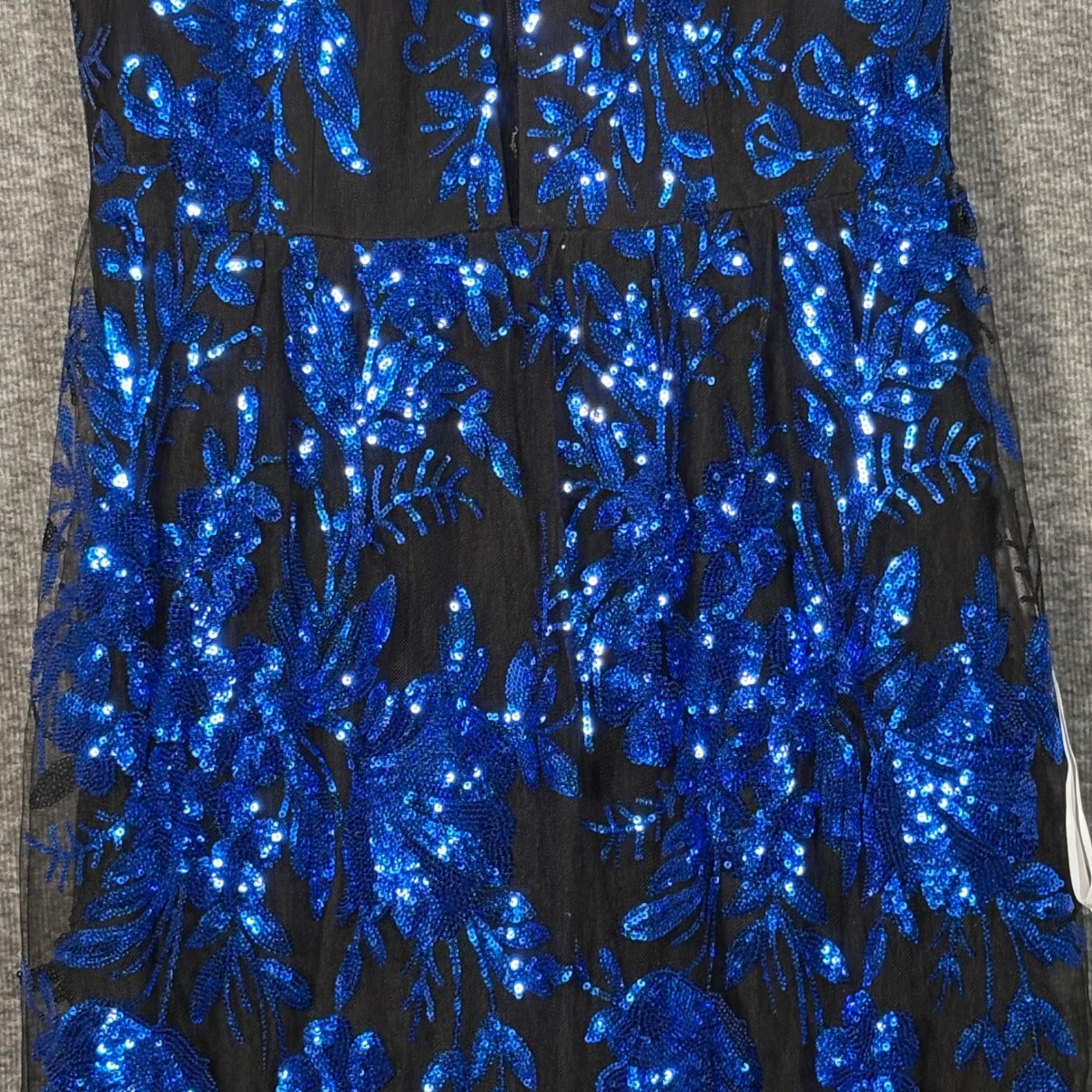Dress The Population Eleanor Electric Blue Sequin Floral Maxi Gown Womens Large