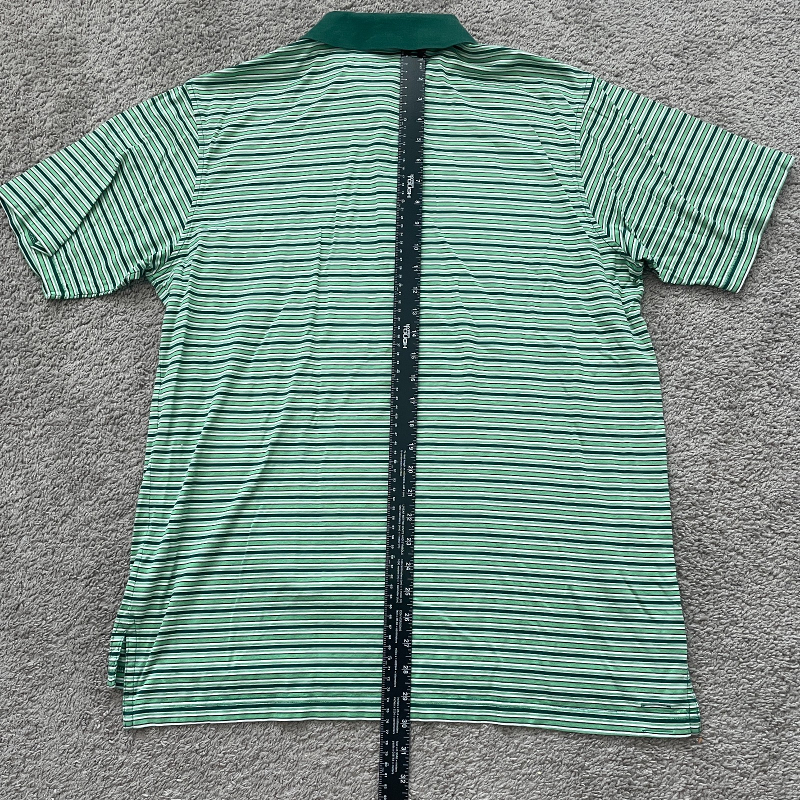 Peter Millar Men’s Waterville Golf Club Striped Polo Shirt Green Cotton Large