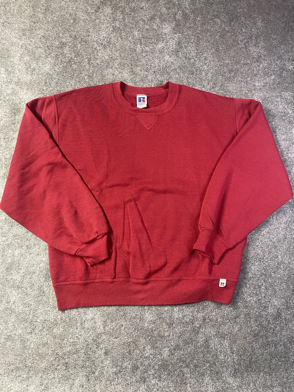 Vintage Russell Athletic Mens Large Blank Crewneck Sweatshirt Red 90s Logo USA L