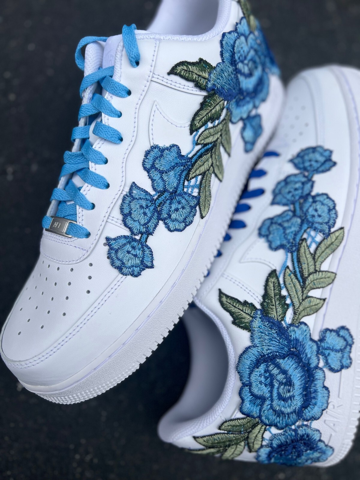 Air Force 1 Custom Rose ‘Blue Bloom’ Floral Shoes Mens 8 8.5 9 9.5 10 10.5 11 12