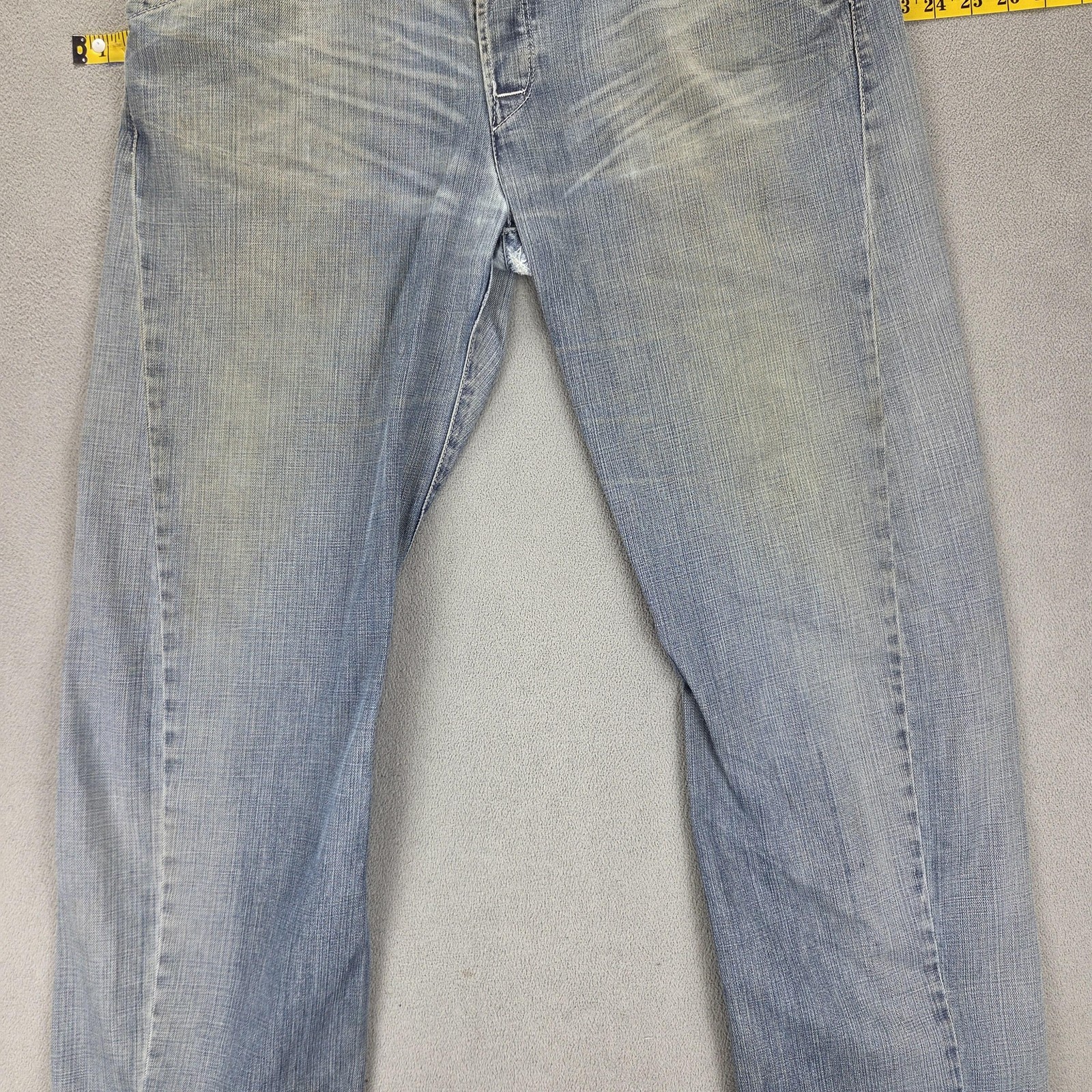 VTG Levis Engineered Jeans Mens Blue Twisted Button Fly Altered Hem Fits 34×32