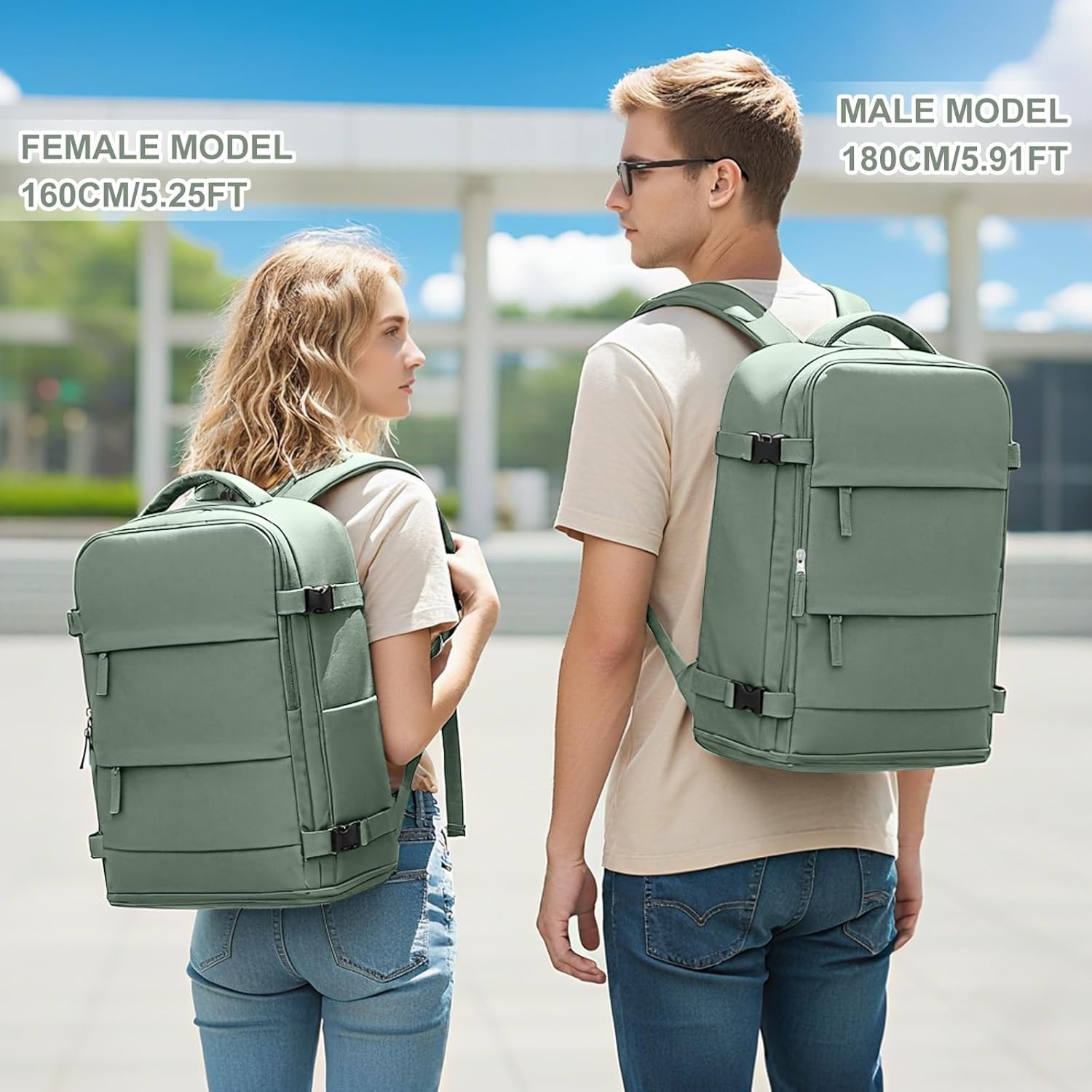 COOWOZ Travel Backpack Carry On Hiking Waterproof Daypack Casual Olive Green