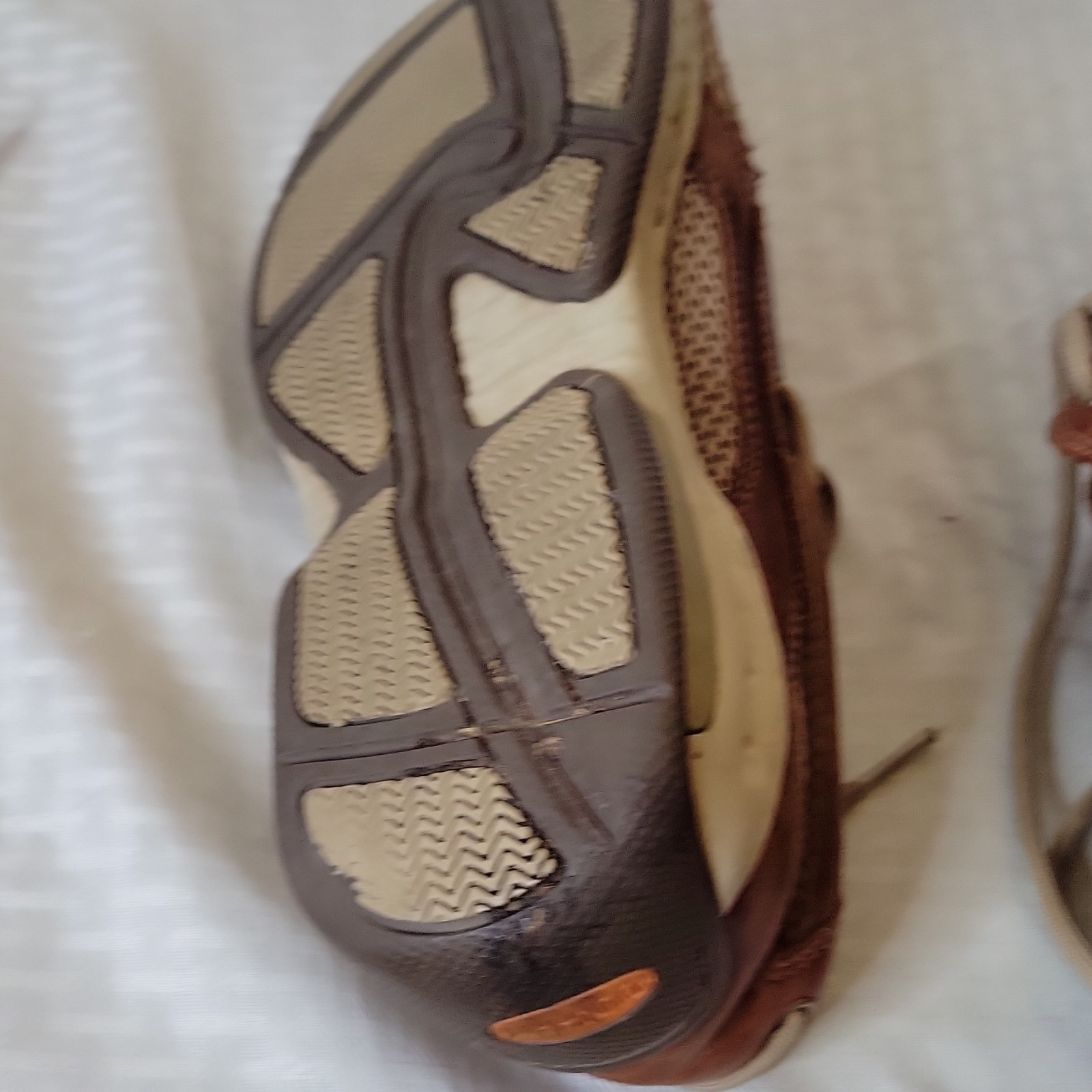 Dunham Men’s Brown Leather Mesh Boat Shoes Lace Up US 6.5 EE Rubber Sole