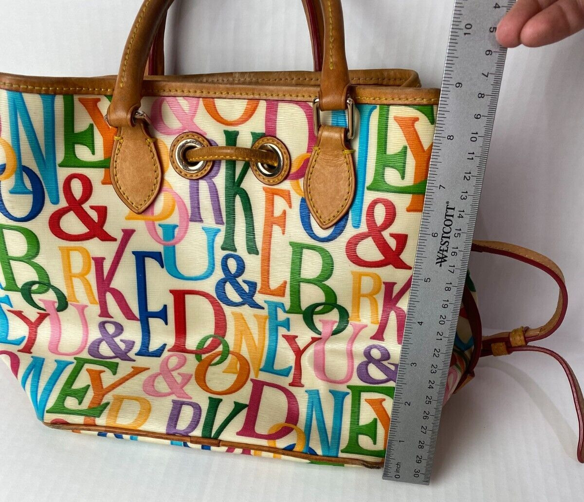 Dooney Bourke Rainbow Logo Monogram Retro GRAFICA Graffiti Leather Satchel Bag