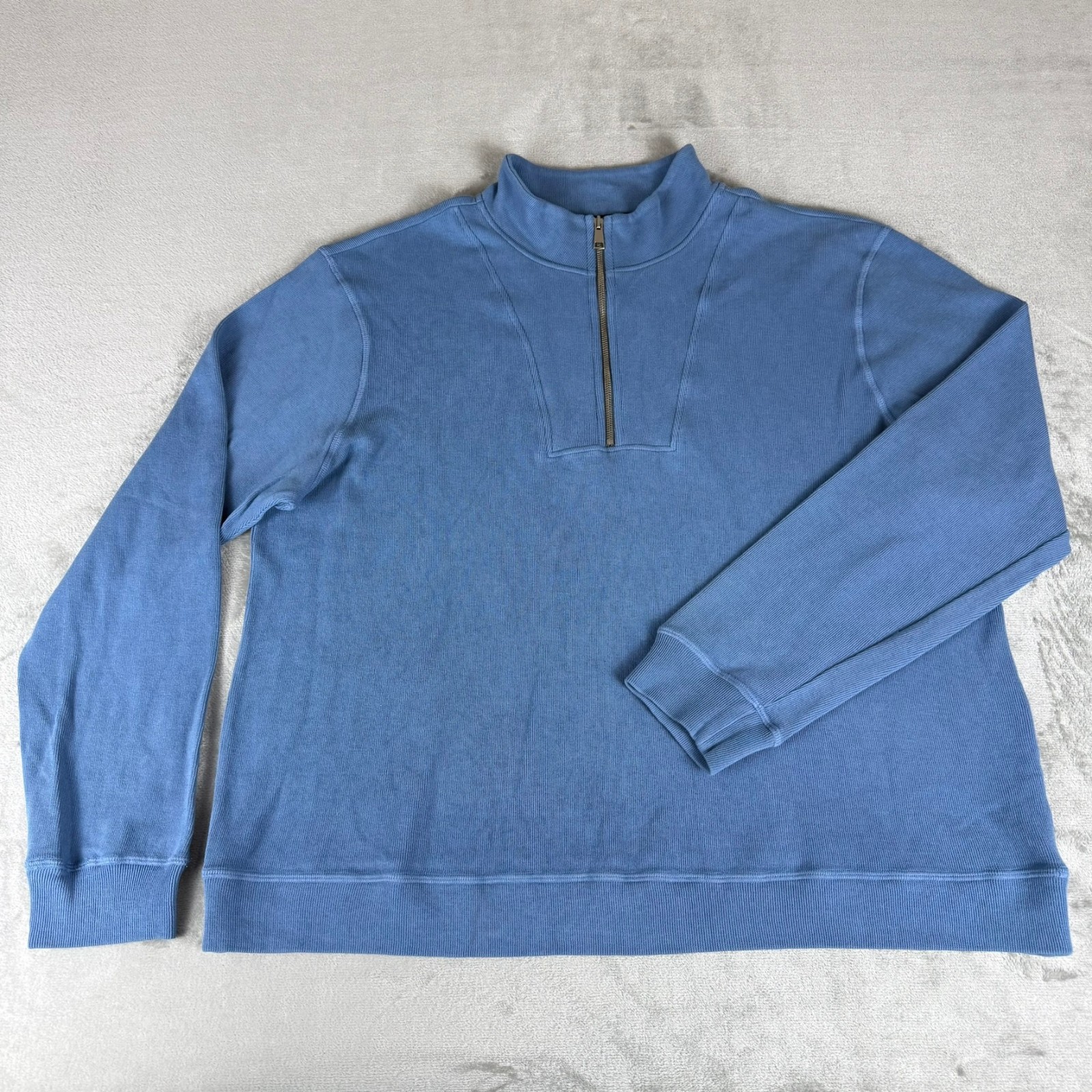 American Giant French Rib Half Zip Sweatshirt Mens 2XL Harbor Blue $120 USA NWOT