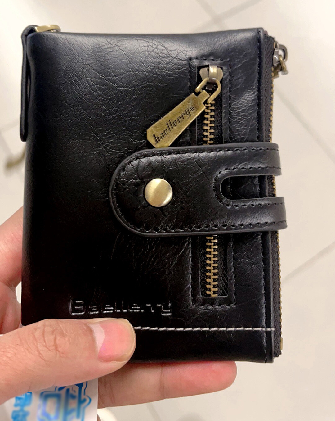 Mens Chain Wallet Genuine Leather RFID Biker Trucker Zip Bifold with Coin Pocket