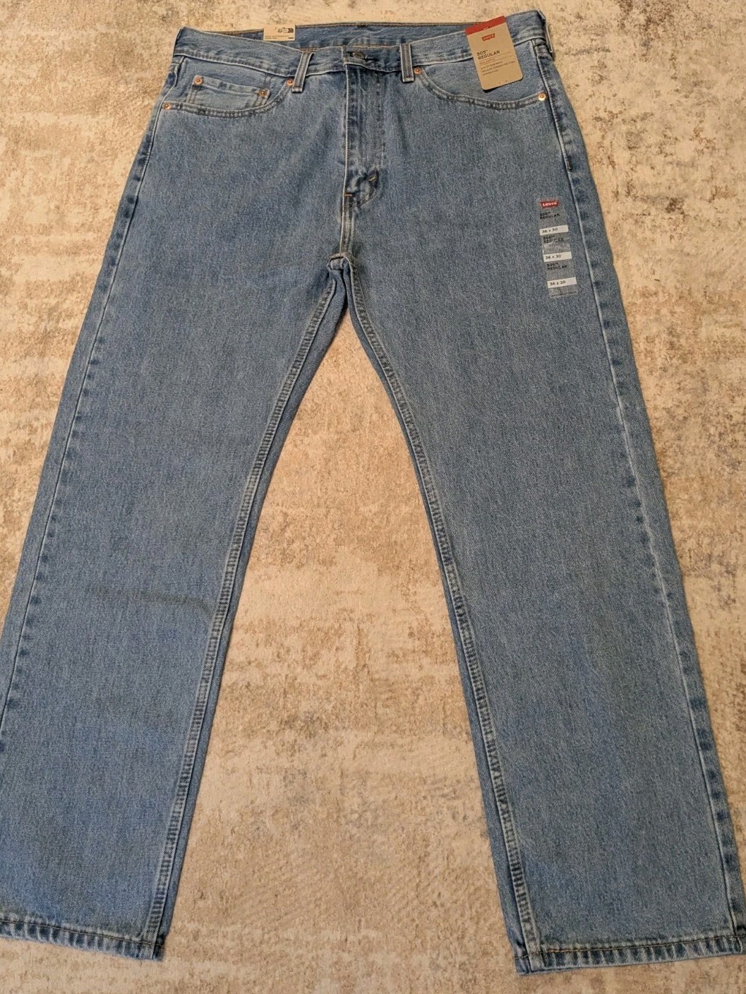 Levis 505 Regular Fit Denim Jeans Size 36W 30L 34 x 32 Stonewashed Blue NEW $69