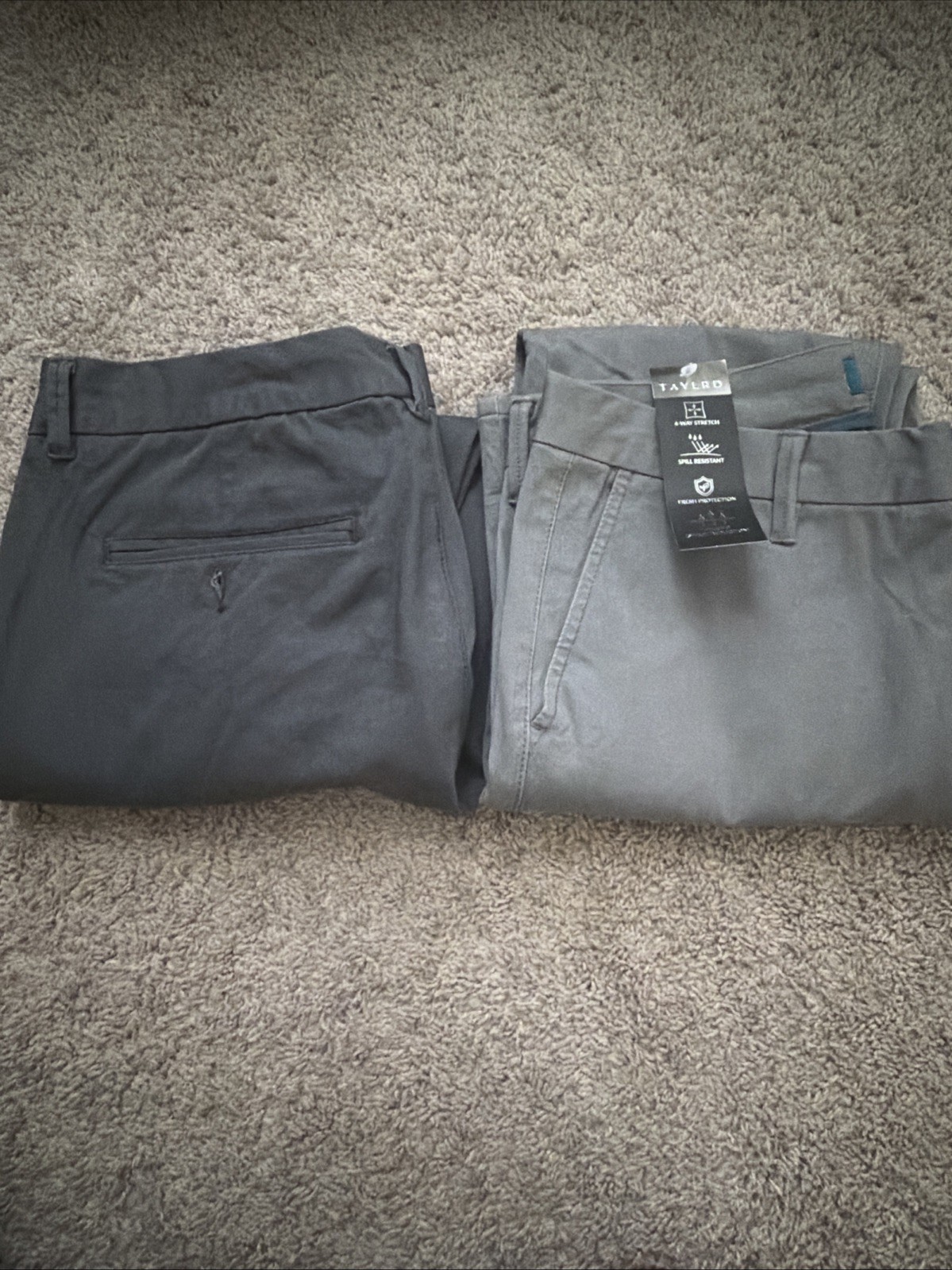 TAYLRD Chino Pants Mens 33×30 Gray Comfort Mid Rise Slim Fit. 1 Used And 1 New