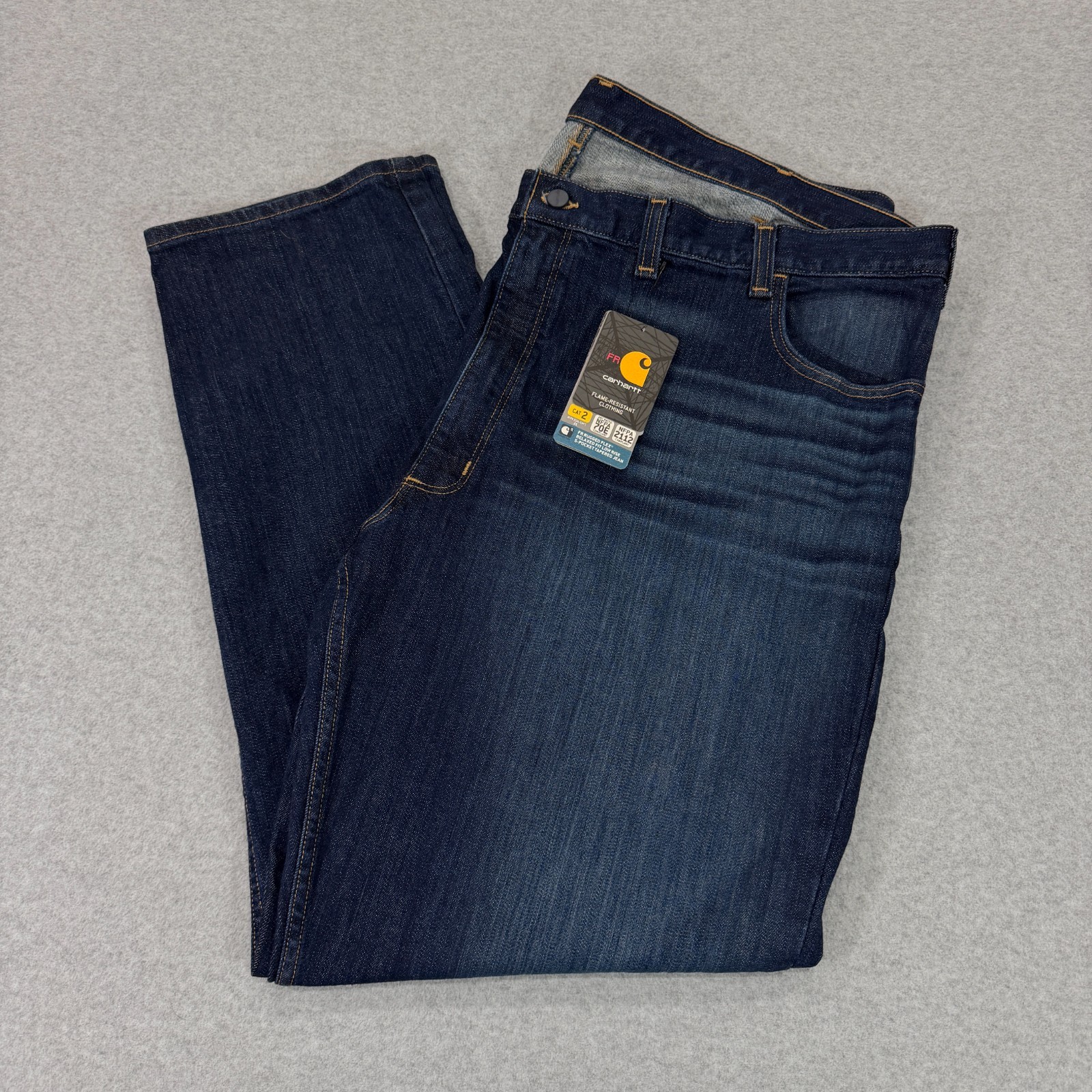 Carhartt FR Rugged Flex Relaxed Fit Tapered Jeans 48×34 Dark Wash Flame Res NWT